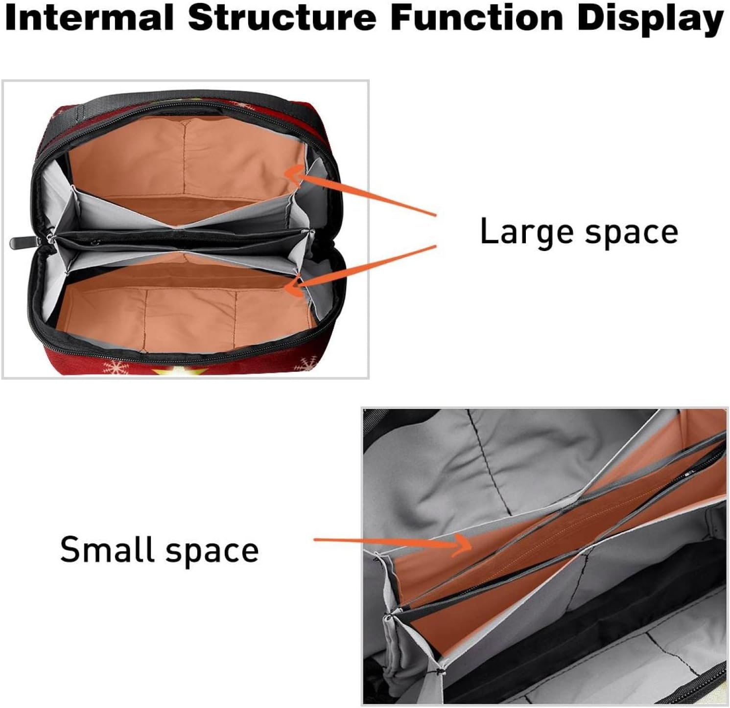 Travel Toiletry Bag for Women and Men, Water-Resistant Shaving Bag for Toiletries Accessories, Christmas Colored Tree Snowflakes Vintage image number 3