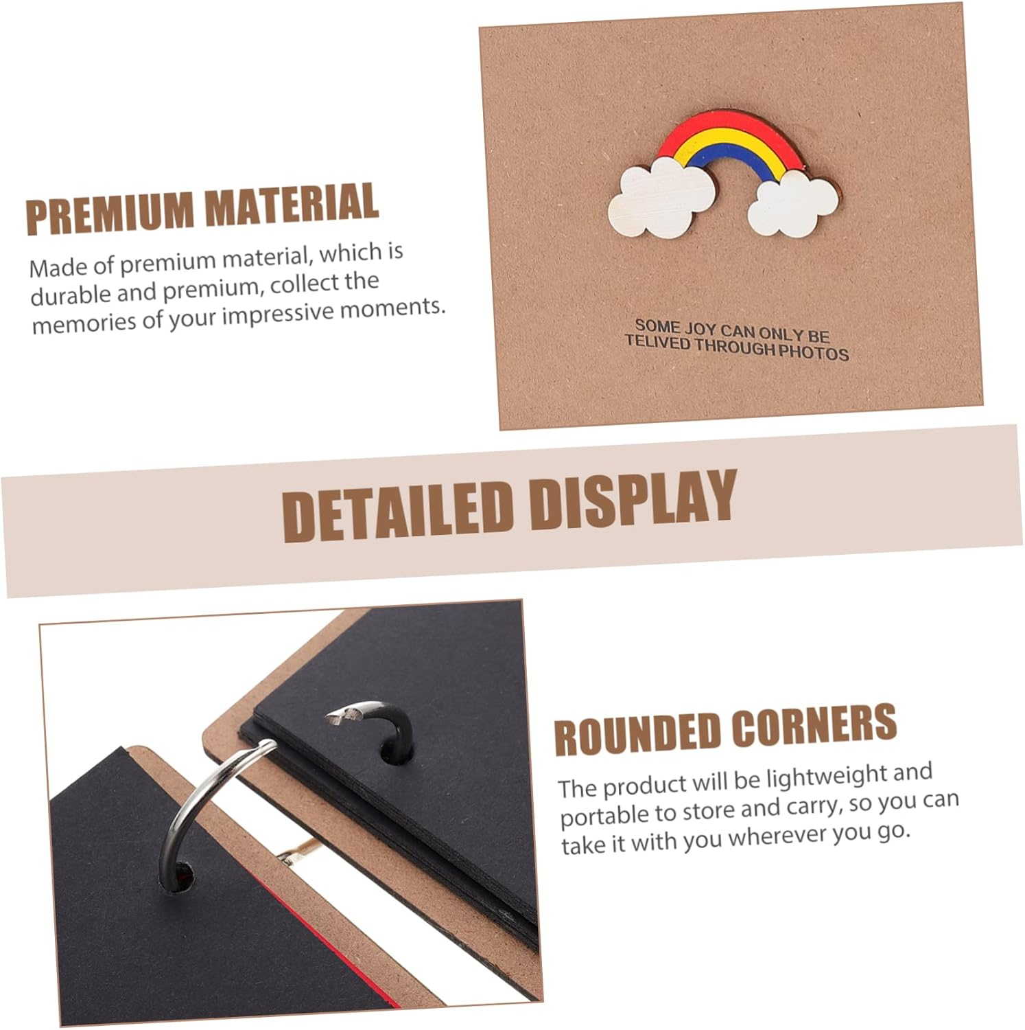 IMIKEYA 1Set Creative Photo Album for Family Memories Self-Adhesive Scrapbook Rainbow Design for Albums Travel Weddings and Anniversaries image number 1