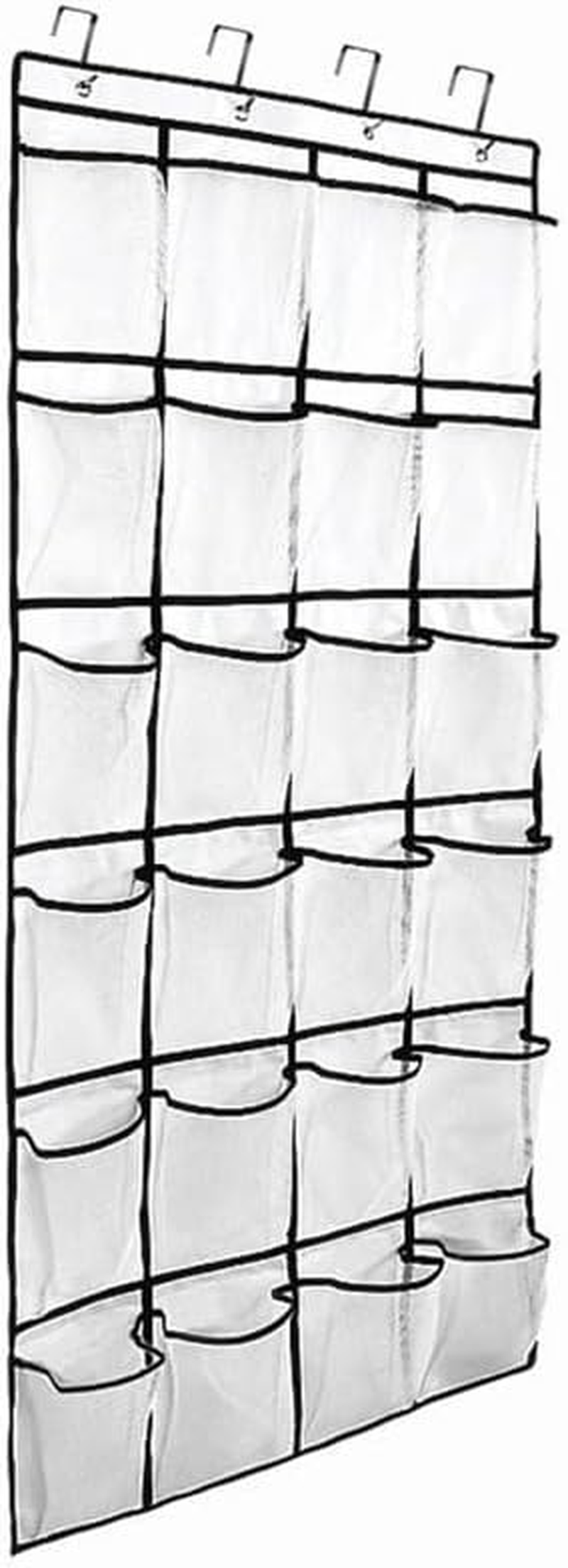 Over the Door Shoe Organizer 12 Large Pockets Shoe Storage Rack Holder Mesh Hanging Organiser for Narrow Closet Door with Tidy, 2 Pack (White, One Size)
