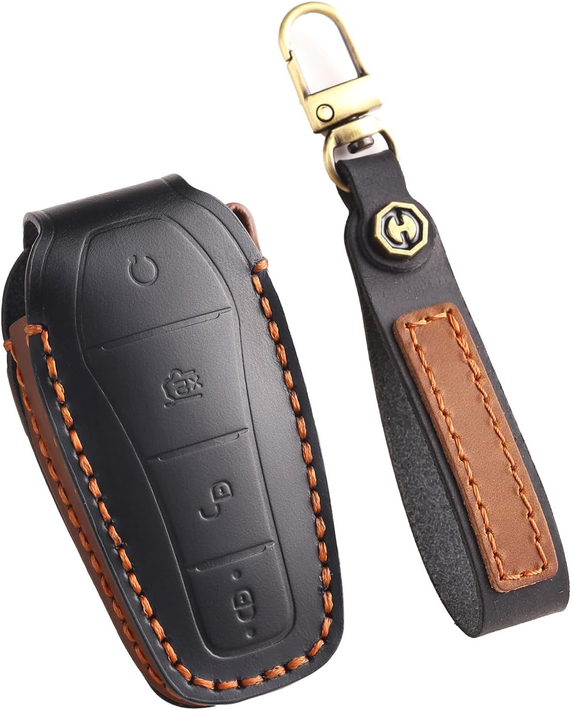 Key Case Shell Fit for BYD Han Ev Tang Dm Qin plus Song Pro MAX Leather Car Key Fob Cover Accessories Key Cover, Blue