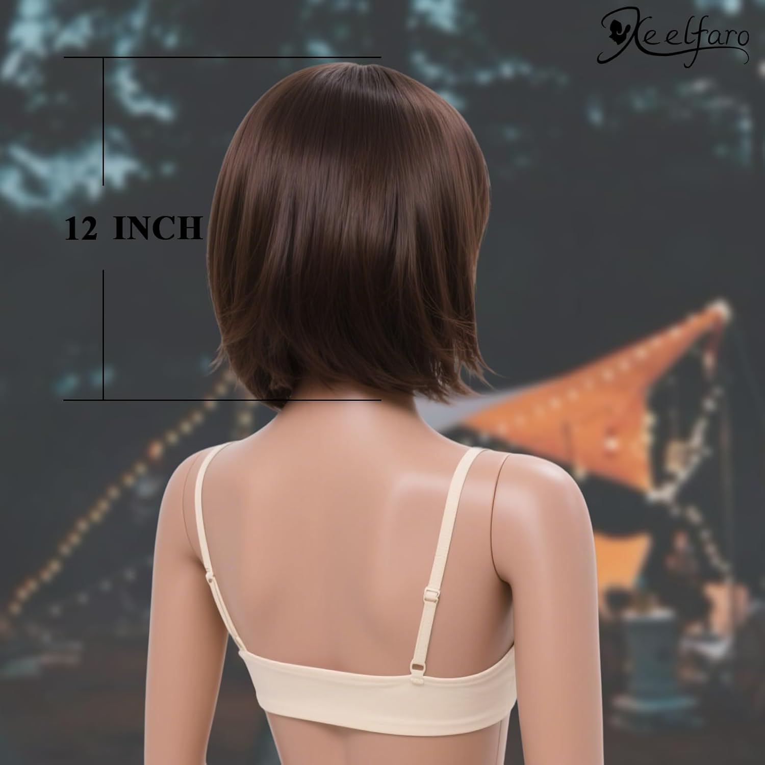 Xeelfaro Dark Brown Natural Straight Bob Wig for Women Full Head with Asymmetric Layered Cut & Free-Parting, Smooth 12Inch Wig for Decision-Making Scenarios Modern Styling (Dark Brown, 12Inch) image number 2