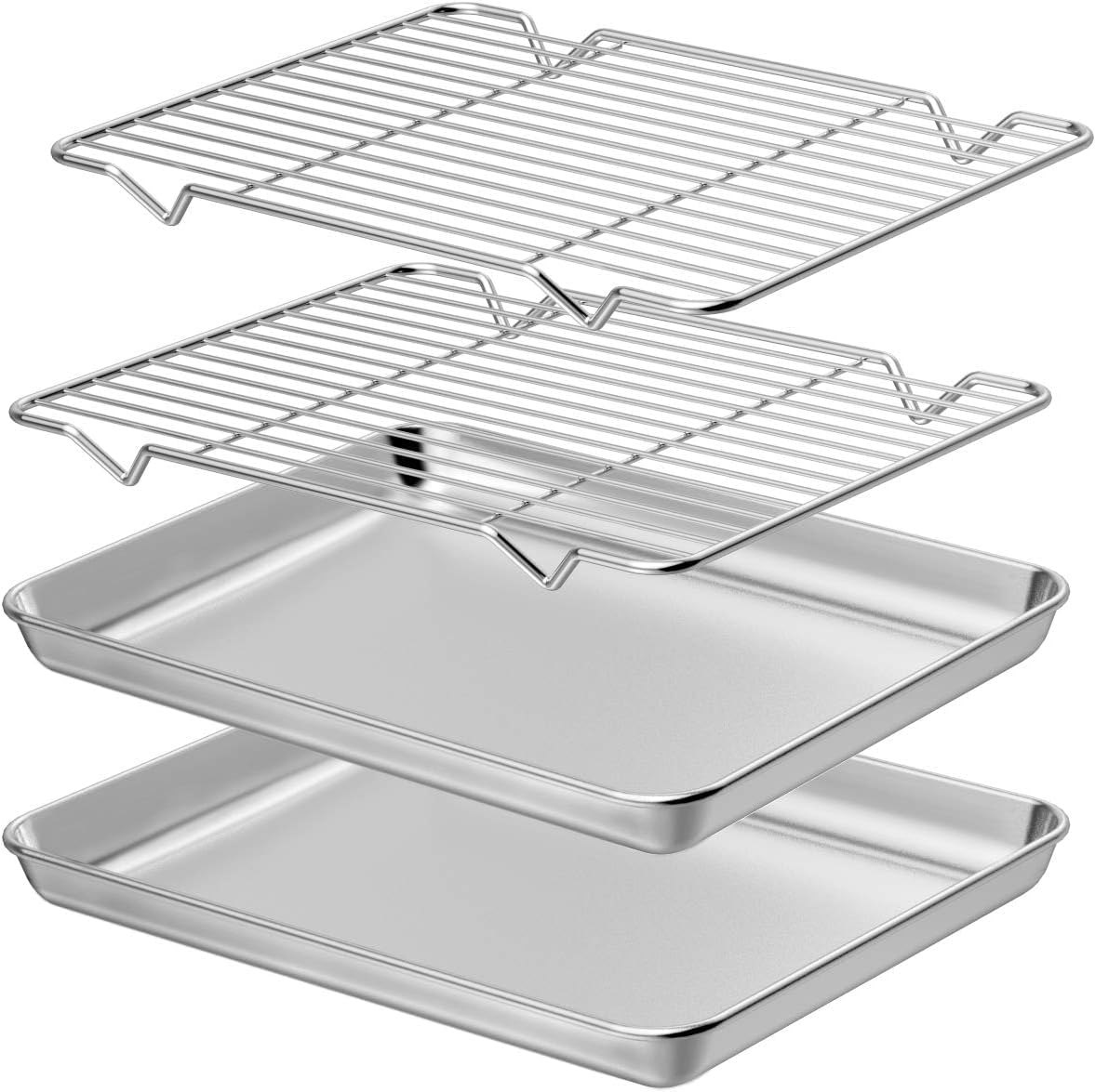 Baking Sheet and Cooling Rack Set, Stainless Steel Oven Tray, Baking Roasting Cooking Serving Sheet Pan for Home Restaurant Hotel, Non-Toxic & Mirror Finish, Dishwasher Safe (40 * 30 * 2 Cm)