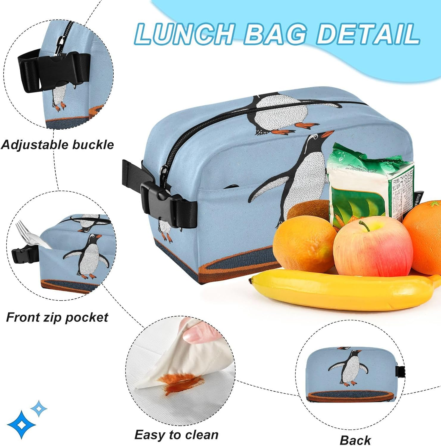 QGBYMX Backpack Penguin Jump Cute for School Girls Boys, Backpack for Women Men, Lightweight Bookbag with Lunch Box Travel Laptop Daypack 18.5&rdquo; X 11.8&rdquo;, Multi-Colored, One Size, Travel Backpacks image number 4