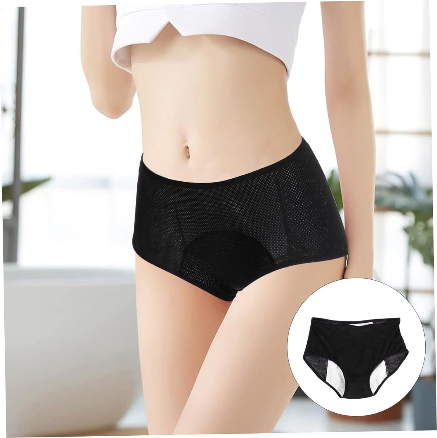 Healvian Female Menstrual Underpants Menstruation Pants Breathable Reusable Women Underwear Black image number 1