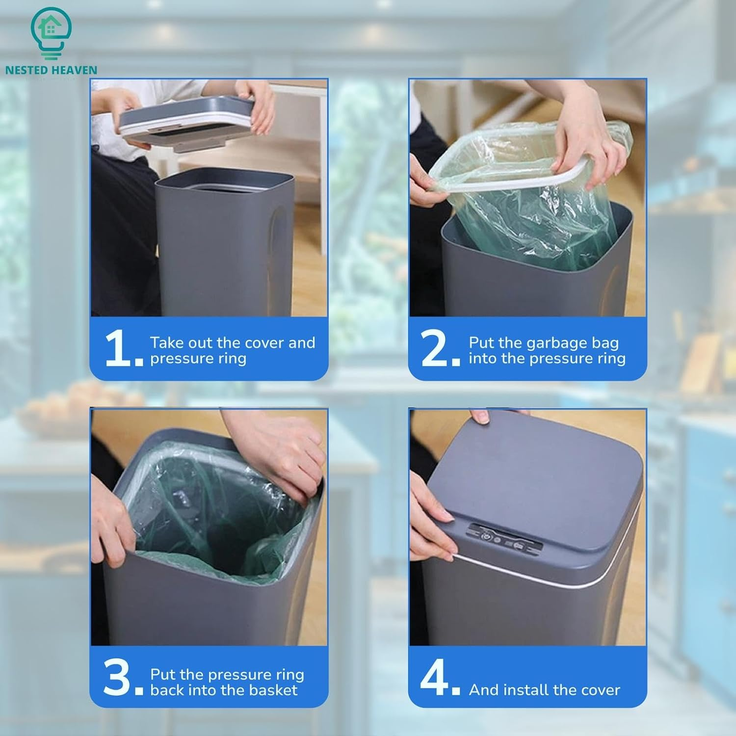 14L Battery Operated Trash Bins for Home and Office Can Be Charged image number 4