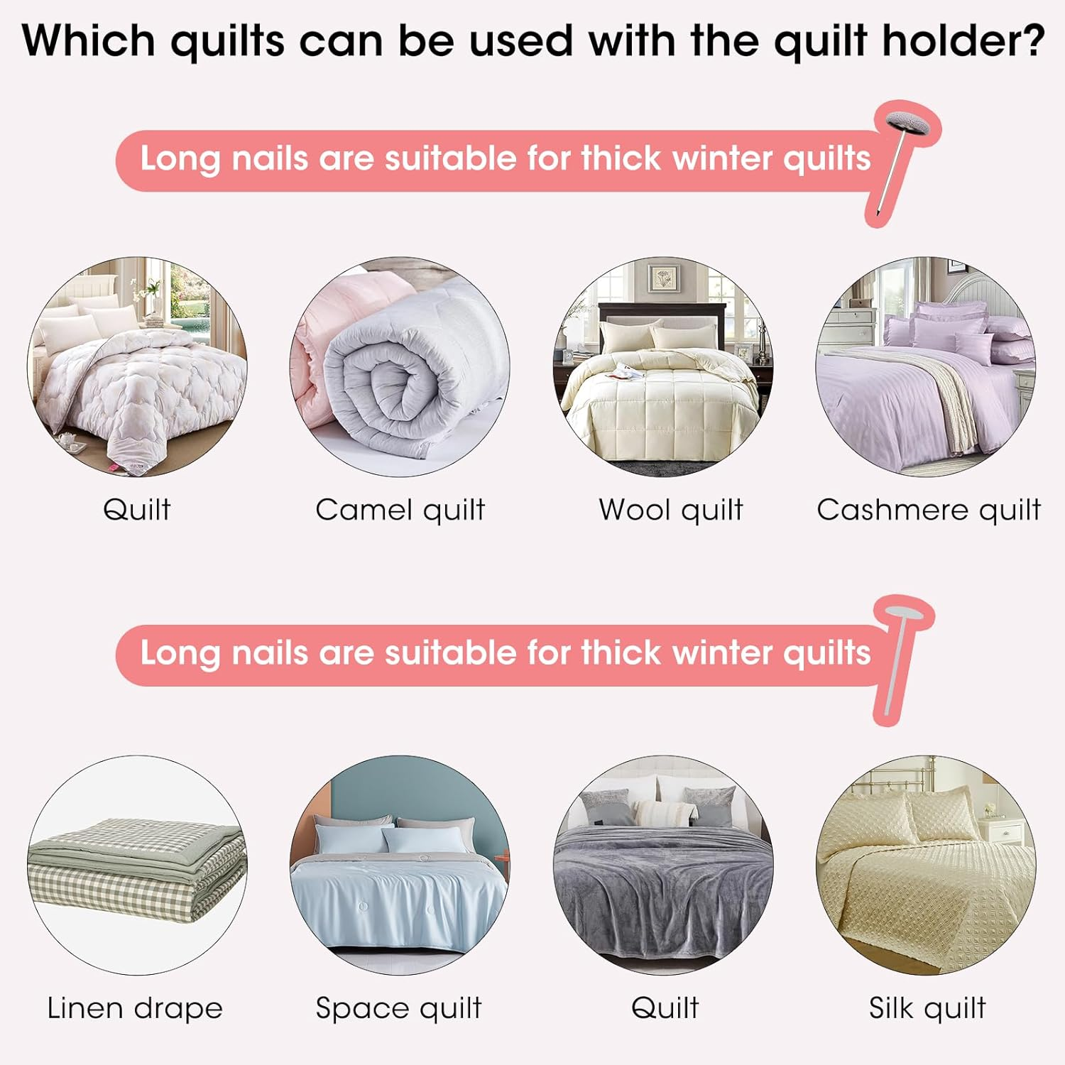 MQUPIN Duvet Clips Duvet Cover Pins,Duvet Pin Comforter Clips 16Set, Soft Fabric Material Double Sided Pin Fasteners for Quilt, Cushions, Curtains- Grey - White image number 3