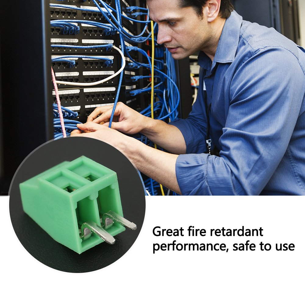 Terminal Block Connector 50Pcs/Set 2 Pin 2.54Mm Pitch Green PCB Universal Screw Terminal Block Connector image number 3