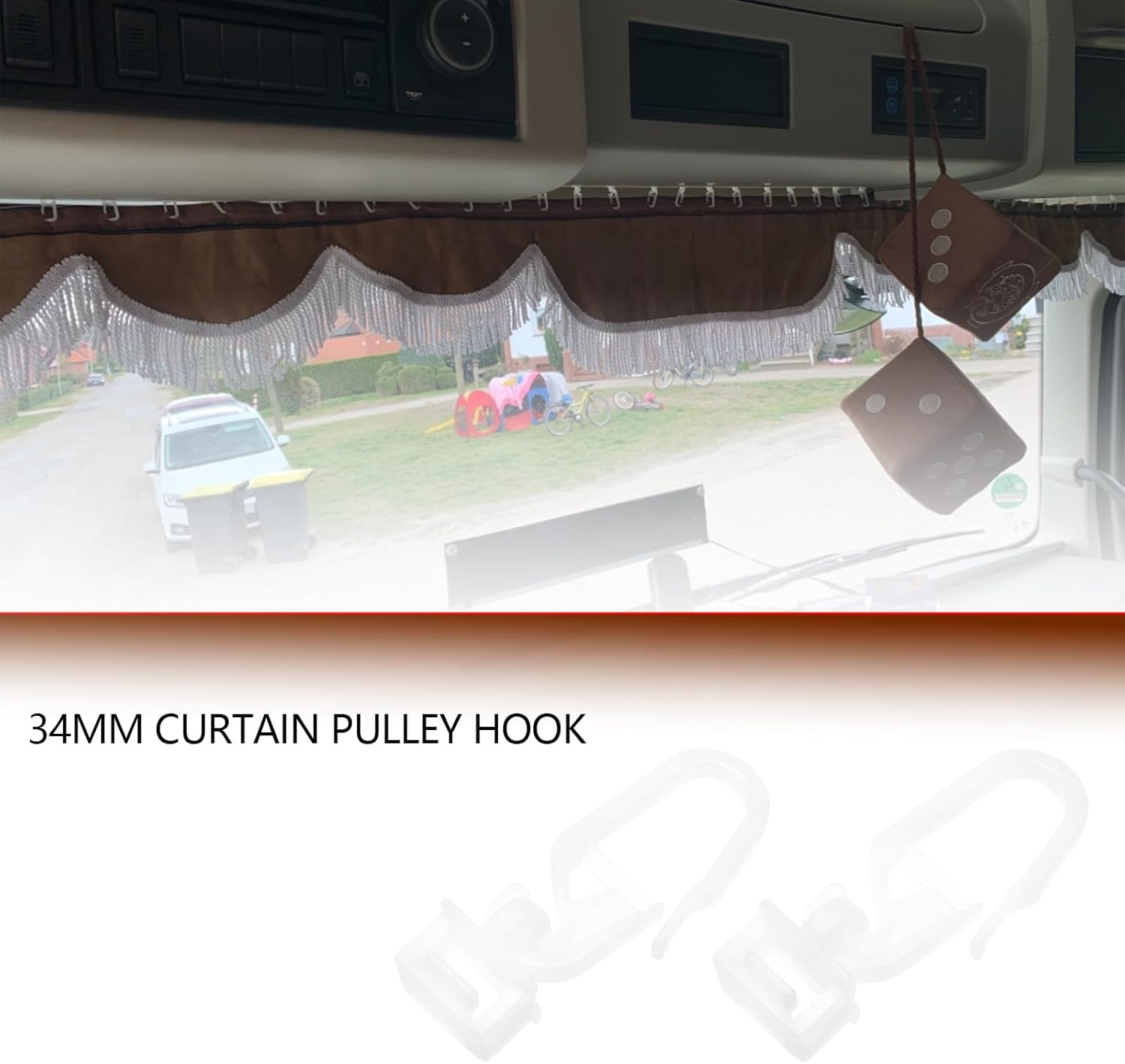 LT Easiyl 40Pcs White Plastic Curtain Hooks 34Mm Compatible with Swift Motorhome Caravan Camper Van Curtain Track Glider Hooks image number 4