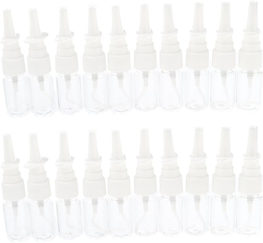 Prettyia 20Pcs Empty Refillable Nasal Spray Bottles Sprayer Containers Plastic Clear - 10Ml image number 4