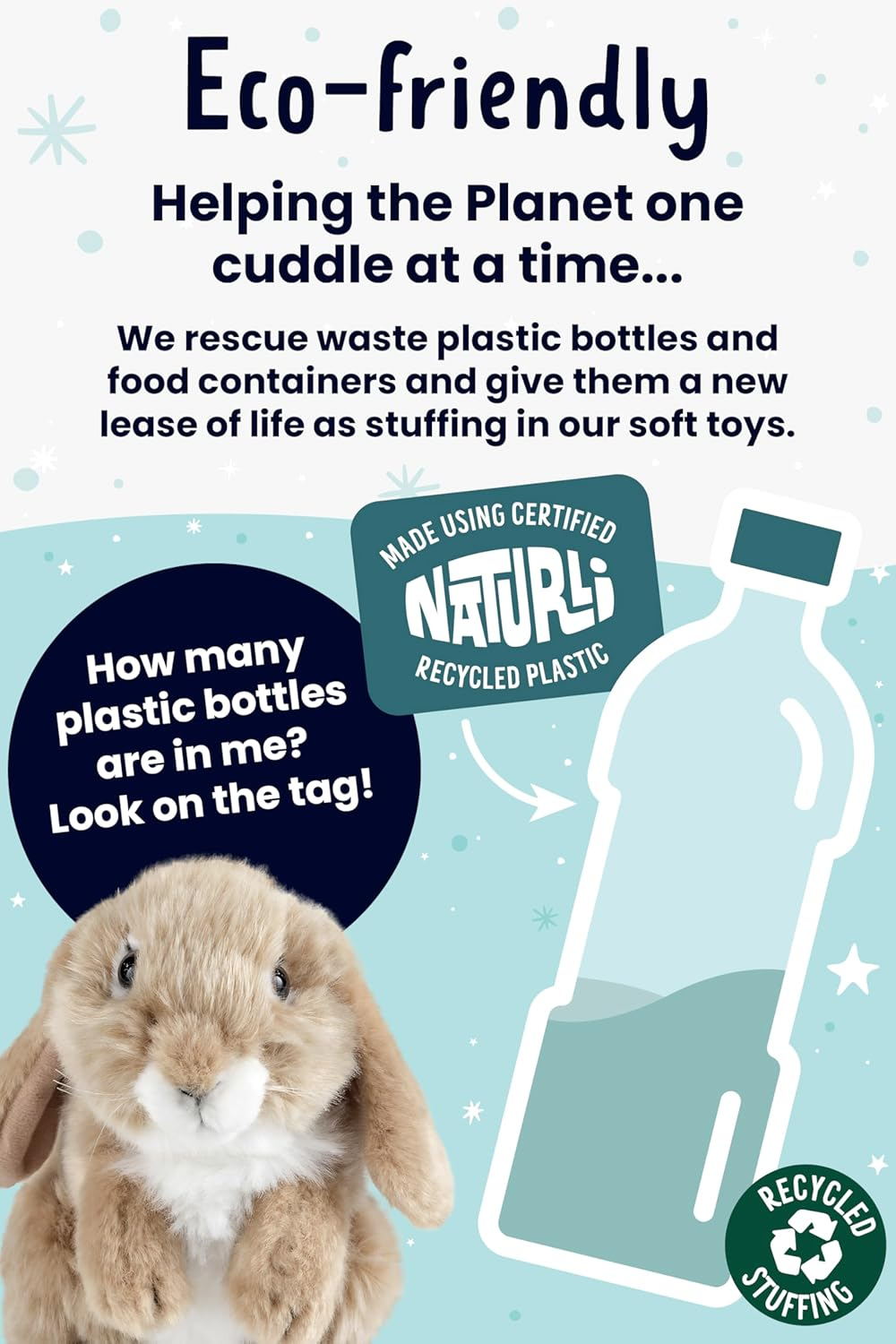 Living Nature AN345B Soft Toy-Plush Pet Sitting Lop Eared Rabbit, Brown (19Cm) image number 3