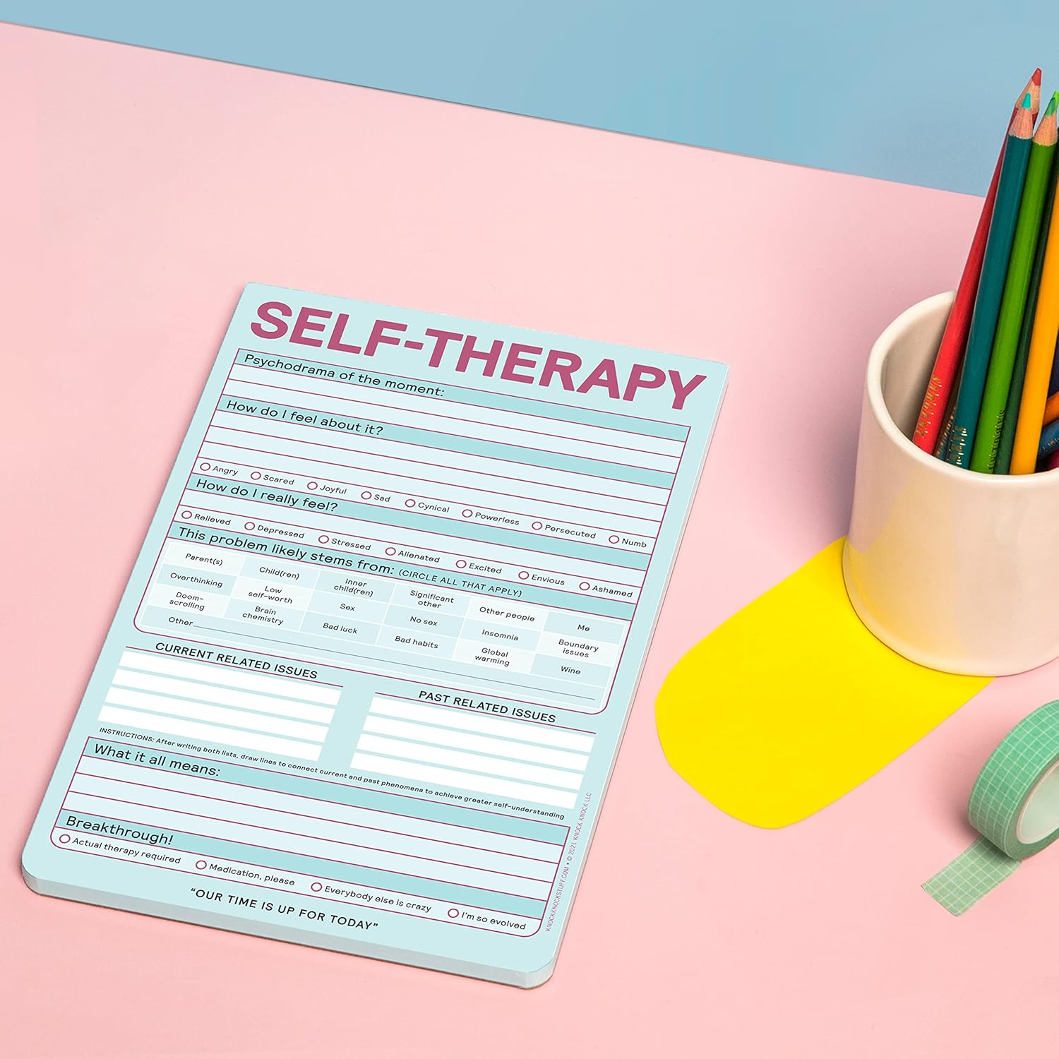 Knock Knock Self-Therapy Pad, Checklist Note Pad for Step-By-Step Stress Relief (Pastel Version), 6 X 9-Inches - I Got This image number 4