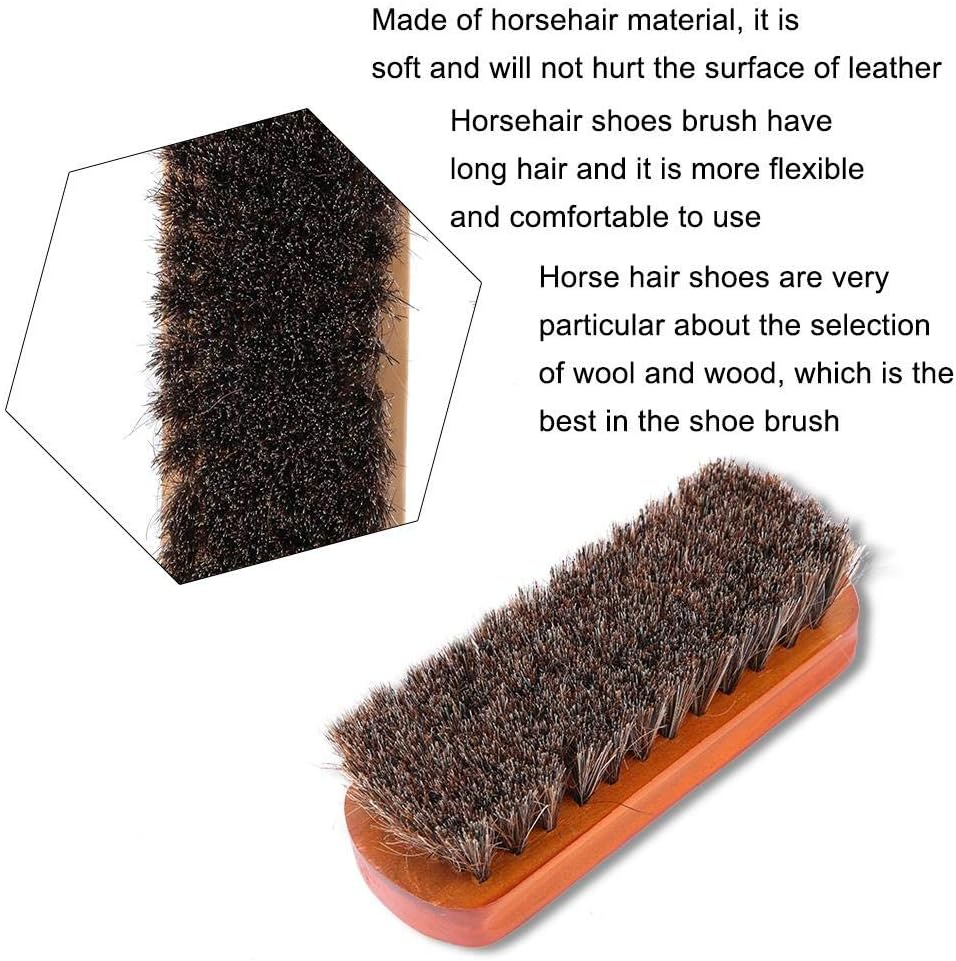 Leather Care Protecting Horsehair Shoe Brushes, Horsehair Shoe Shine Brush, Soft 2Pcs Long Shaft Slotted Boots Leather(Mahogany Medium) image number 6