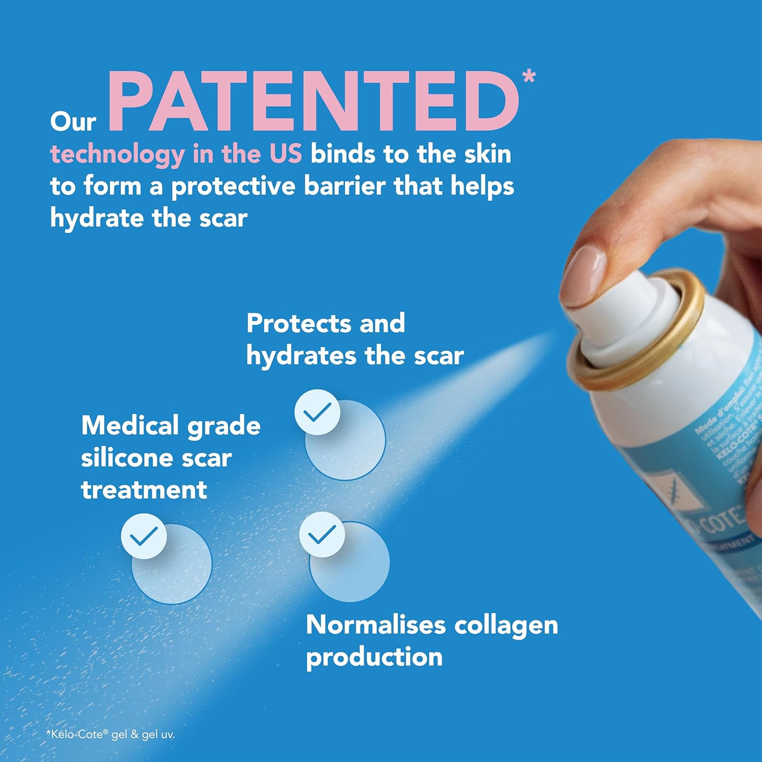 KELO-COTE&reg; Scar Spray &ndash; Clinically Proven, Medical-Grade Silicone Scar Treatment | Prevents & Treats Keloid, Hypertrophic & Burn Scars | Ideal for Large, Sensitive & Hard-To-Reach Scars | Reduces Redness & Discoloration image number 2