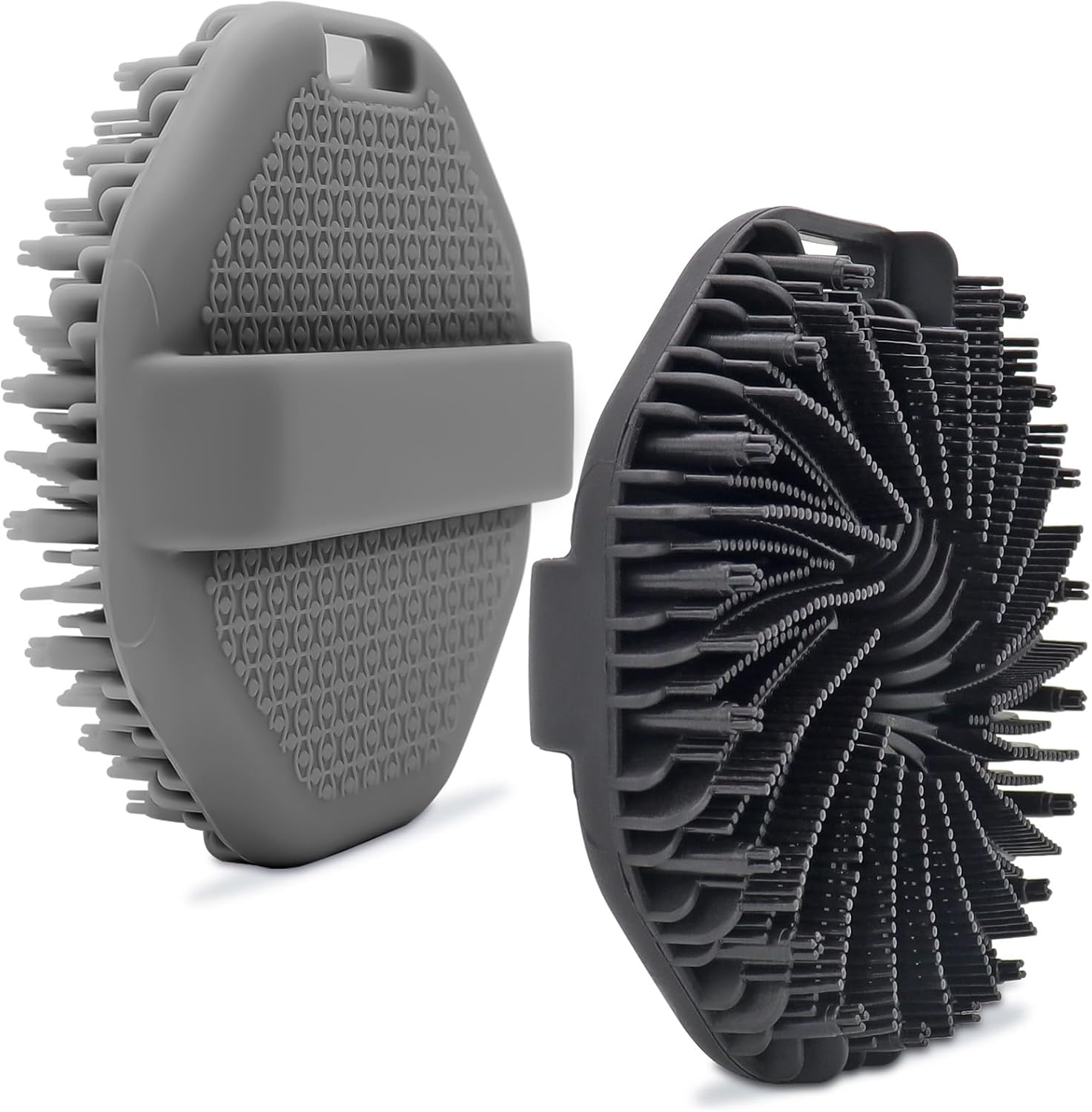 2-Pack Silicone Body Scrubber Shower Brushes,Exfoliating Body Scrubber for All Skin Type, Eco Friendly Shower Scrubber for Body, Silicone Body Brush for Showering (Gray & Purple)