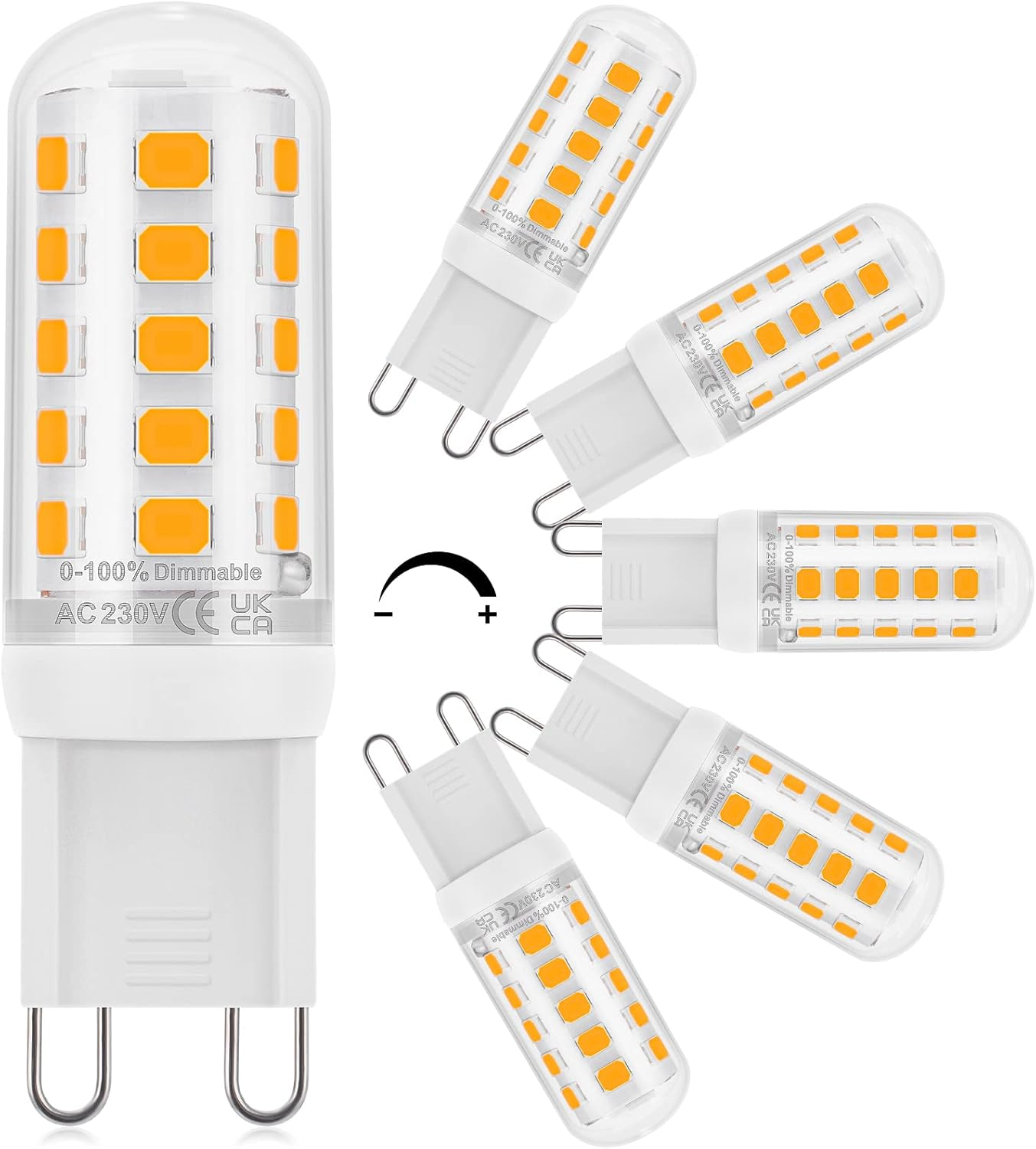 Dicuno G9 LED Bulb Dimmable, Warm White 2700K, 30W Halogen Equivalent, 2.6W, 260LM, Energy Saving G9 LED Light Bulbs for Chandelier, Ceiling Lights, 6 Packs