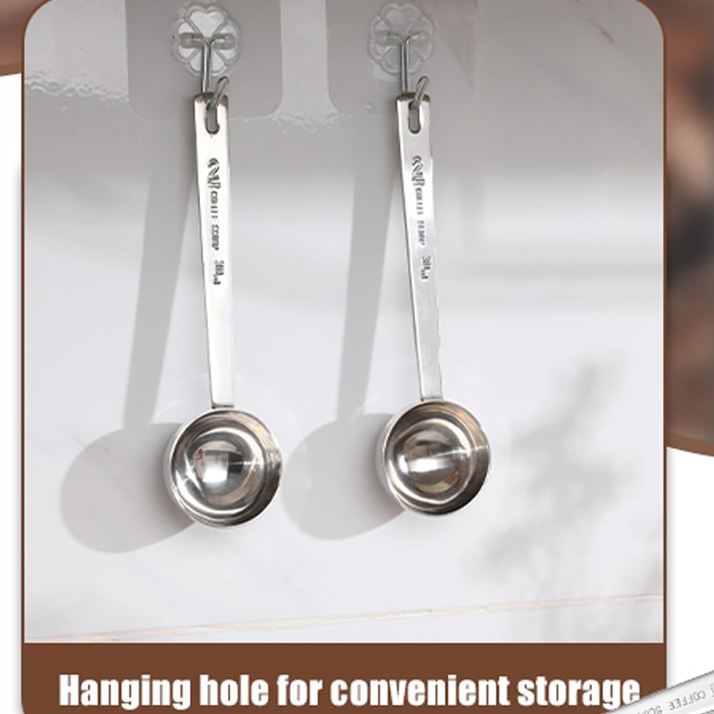 Measuring Spoons, Coffee Scoop Set, 2PCS 15 Ml Stainless Steel Tablespoon Scoops with Long Handle, Measuring Tablespoon for Ground Coffee, Loose Tea,Milk Brewin and Powder image number 2