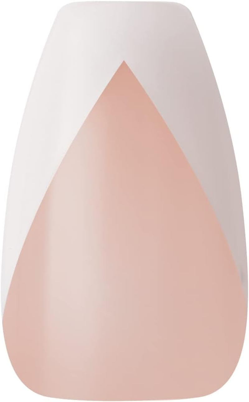 KISS Classy French Nail Manicure Kit with Gel Finish, Medium, Coffin Shaped, &ldquo;Silk Dress&rdquo;, Gel Nail Kit Includes Pink Nail Glue (Net Wt. 2 G / 0.07Oz.), Mini File, Manicure Stick, and 28 Fake Nails image number 5