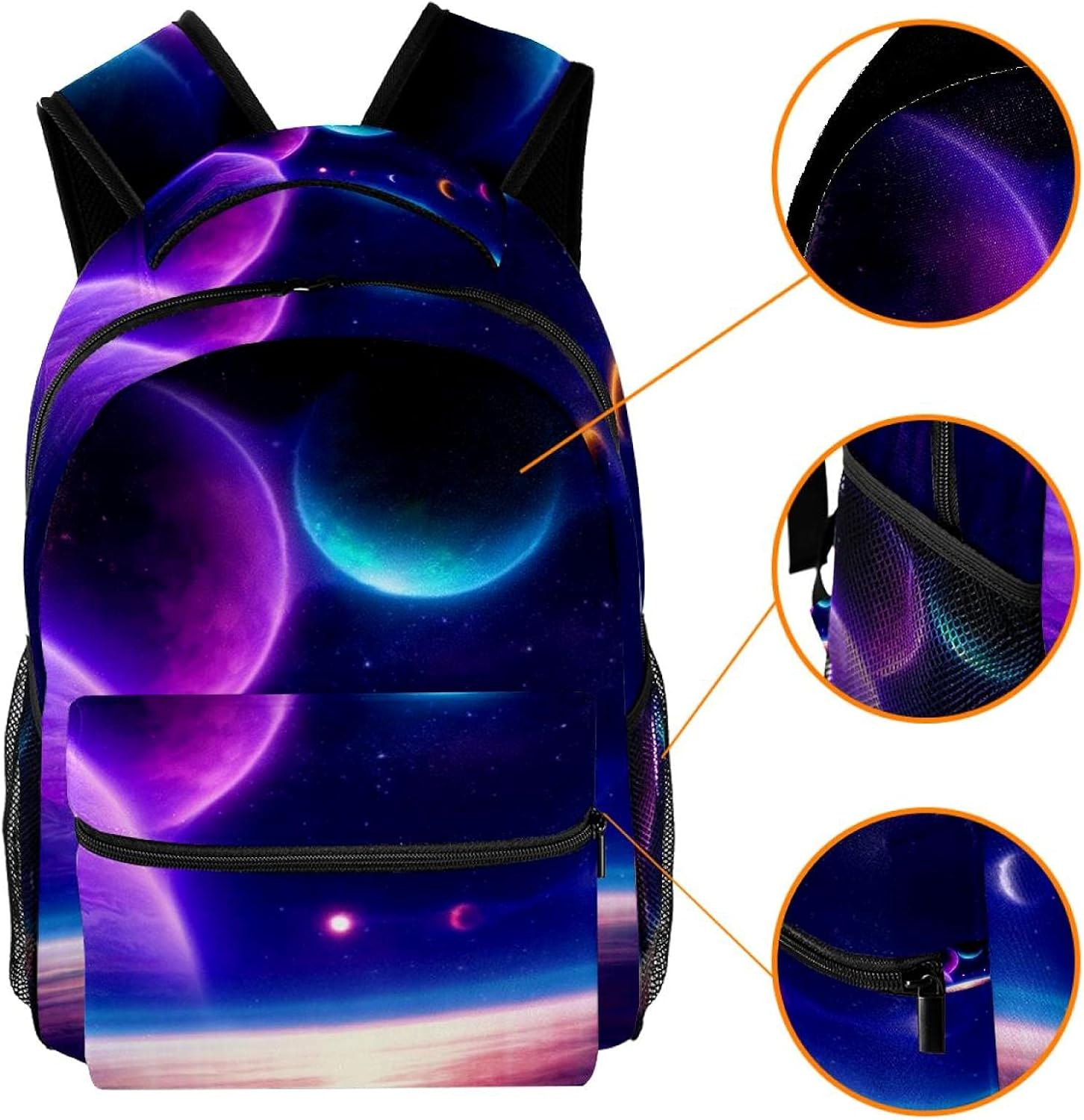 Fantasy Universe with Glowing Planets Backpack Students Shoulder Bags Travel Bag College School Tote Backpacks image number 4