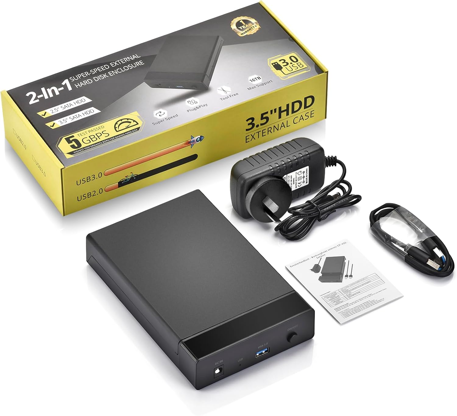 Amtake USB 3.0 to SATA External Hard Drive Docking Station for 2.5 and 3.5 Inch SATA HDD/SSD Hard Drive Enclosure, Supports UASP image number 1