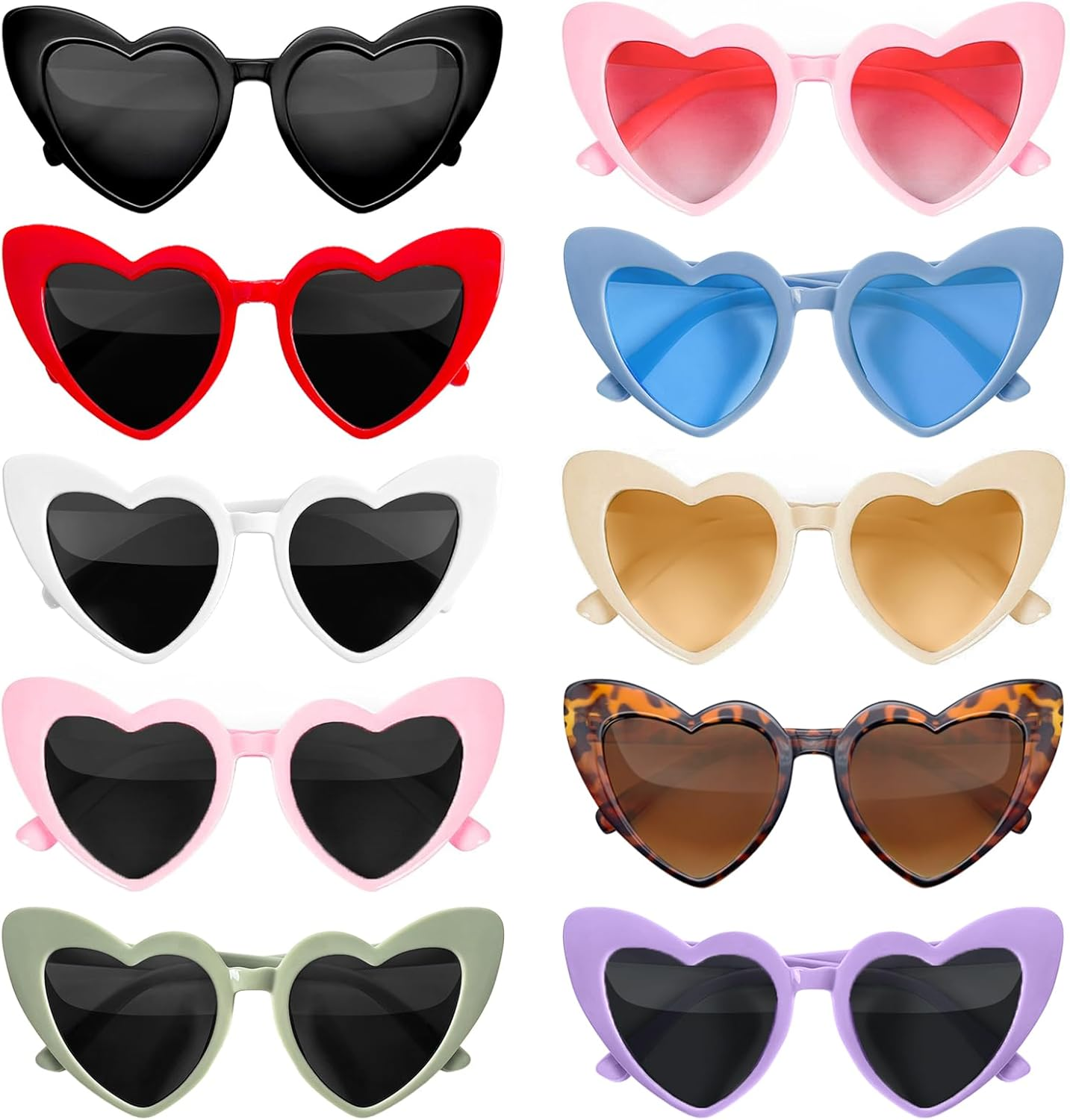 Pibupibu 10 Pack Colorful Heart Shaped Sunglasses Bachelorette Party Favors for Women Bride Tribe Glasses Bride Shower Gift image number 4