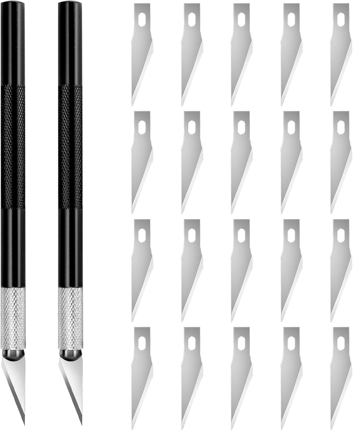 2 Pack Precision Craft Knife Set with 20 Blades, Professional Hobby Knife for Paper, Leather, Fondant & Model Making, Aluminum Alloy Art Knife for Detailed Cutting, Engraving & Scrapbooking image number 3