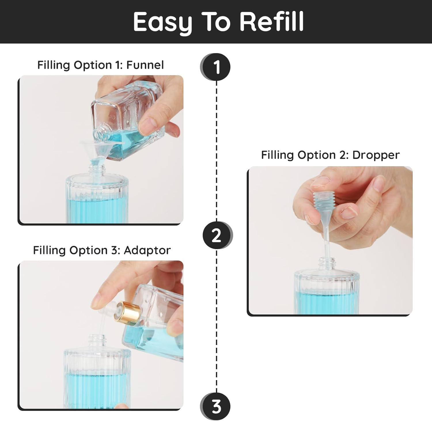 Segbeauty Travel Perfume Refillable Bottle, 2 Pcs 50Ml Perfume Atomiser Glass, Portable Perfume Spray Bottle, Scent Perfume Dispenser for Toner, Perfume, Cologne, Aftershave