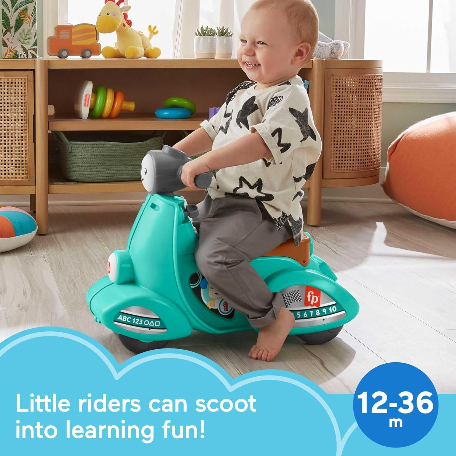 Fisher-Price Toddler Ride-On Toy Laugh & Learn Smart Stages Cruise along Scooter with Lights Music & Learning for Infants Ages 1+ Years image number 4