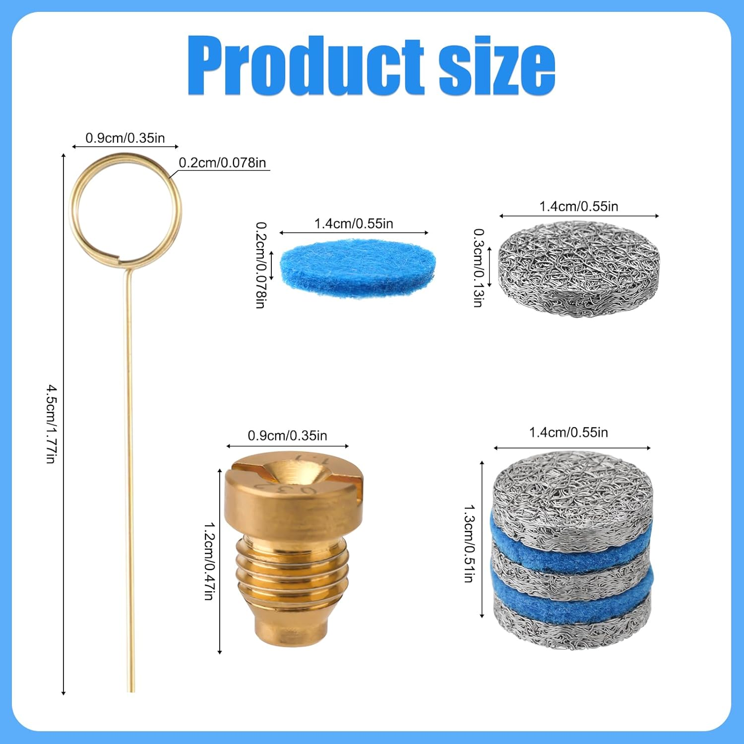 0.04In Foam Cannon Orifice Nozzle Tips, 3000 PSI Foam Cannon Nozzle Replacement Universal Thread Foam Cannon Nozzle with 3 Foam Maker Mesh Cleaning Needle and 2 Cotton Pads for Snow Foam Lance Parts image number 1