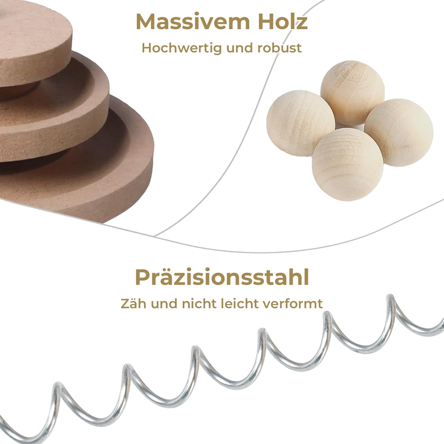 Vefhby 2 in 1 Cat Toy Self-Employment, Feather Toy with Cat Balls, Interactive Cat Toy with Spring, Cat Toy Intelligence Solid Wood image number 1