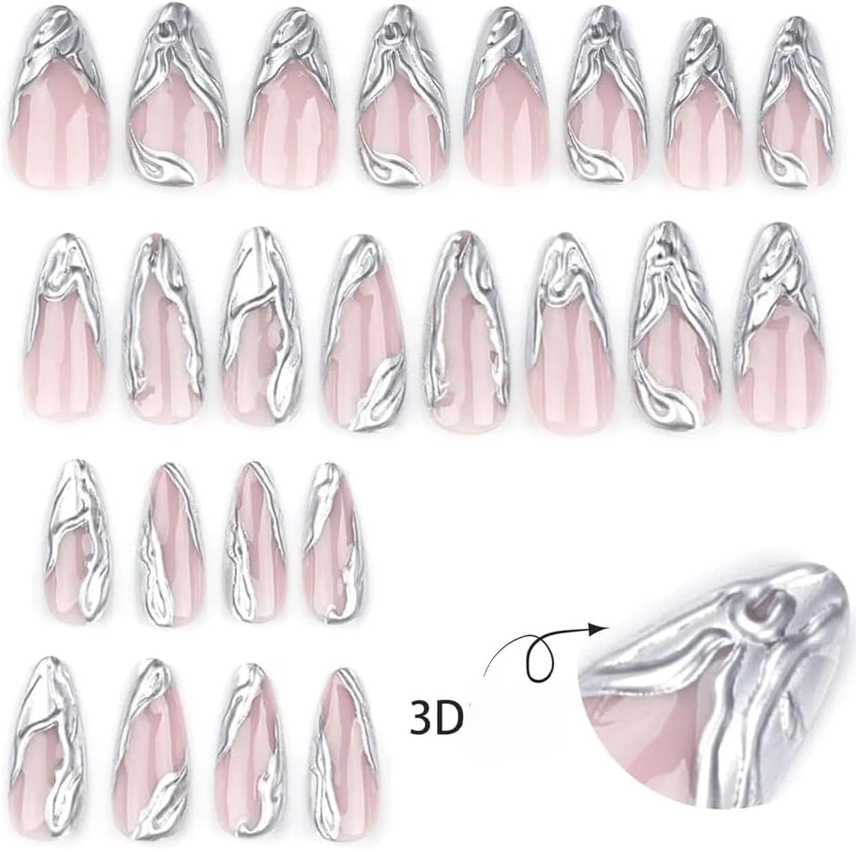 Kivano Almond Press on Nails with French Tip Design, Reusable False Nails Kit for Manicure at Home - 24 Pcs in 12 Sizes, Easy to Apply, Salon Style - Kivano image number 2