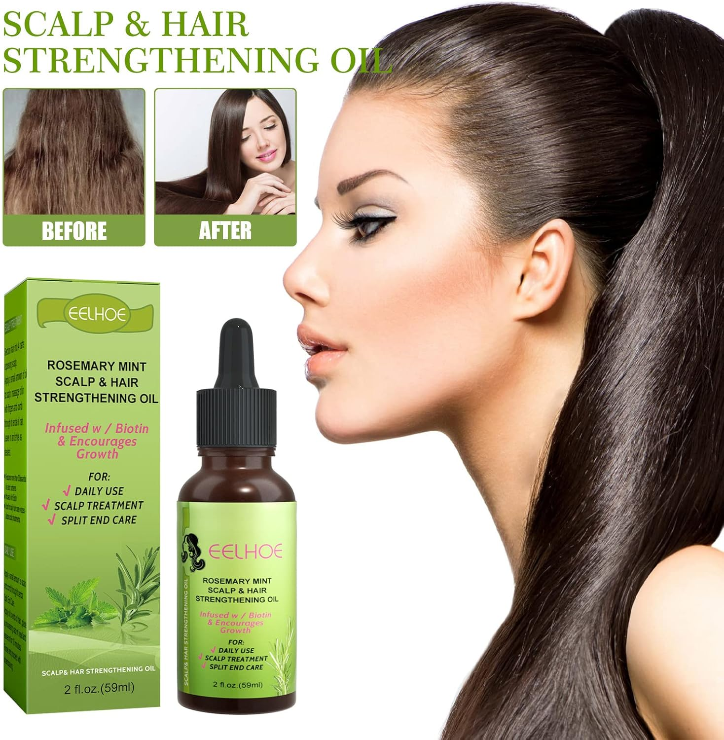 Angyang 59Ml Peppermint Hair Growth Essential Oil Prevent Hair Loss Nourish Scalp Strengthen Hair image number 5