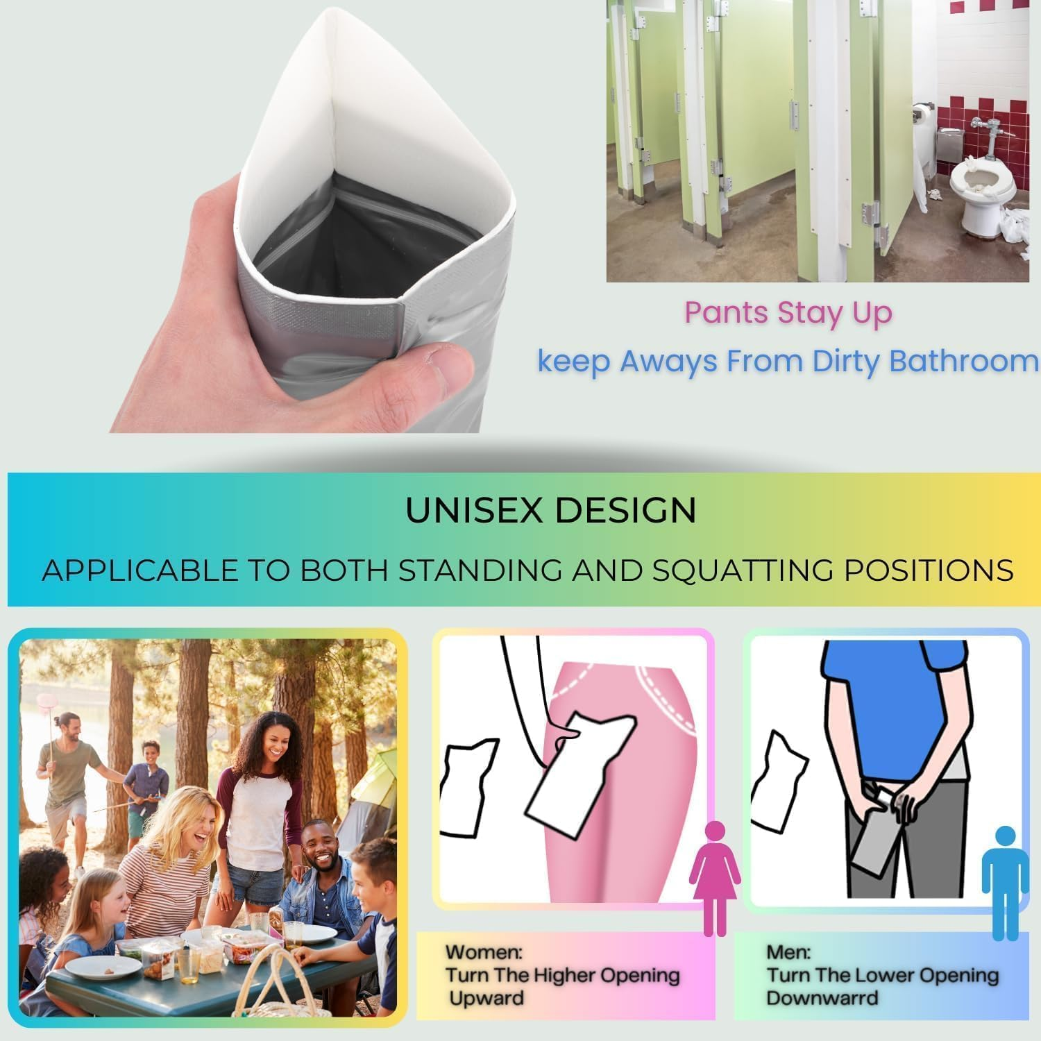 Disposable Urine Bags, 700ML Large Capacity Camping Pee Bags, Unisex Urinals Vomit Bags for Travel Urinal Toilet Traffic Jam Emergency Portable Toilet Bee Bag for Men Women Kids Patient (12 Pack) image number 6