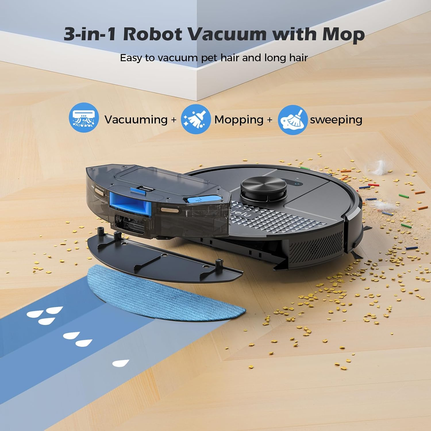 Lubluelu Robot Vacuum Cleaner and Mop, 5500Pa Robot Vacuum with 2.5L Self Emptying Station, Hands-Free up to 60 Day, Lidar Navigation, Wifi/App/Alexa, 3 in 1 Robotic for Pet Hair Hard,Floor,Carpet