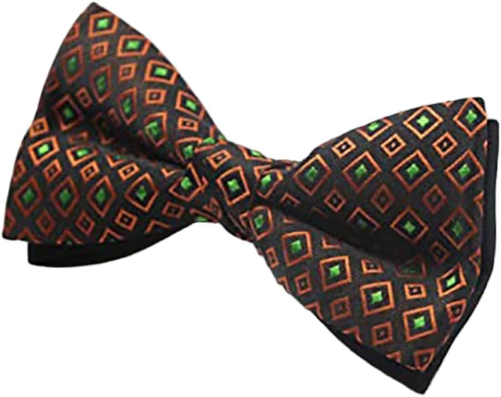 Mens Brown, Orange & Green Patterned Bow Tie Brown, Orange, Green