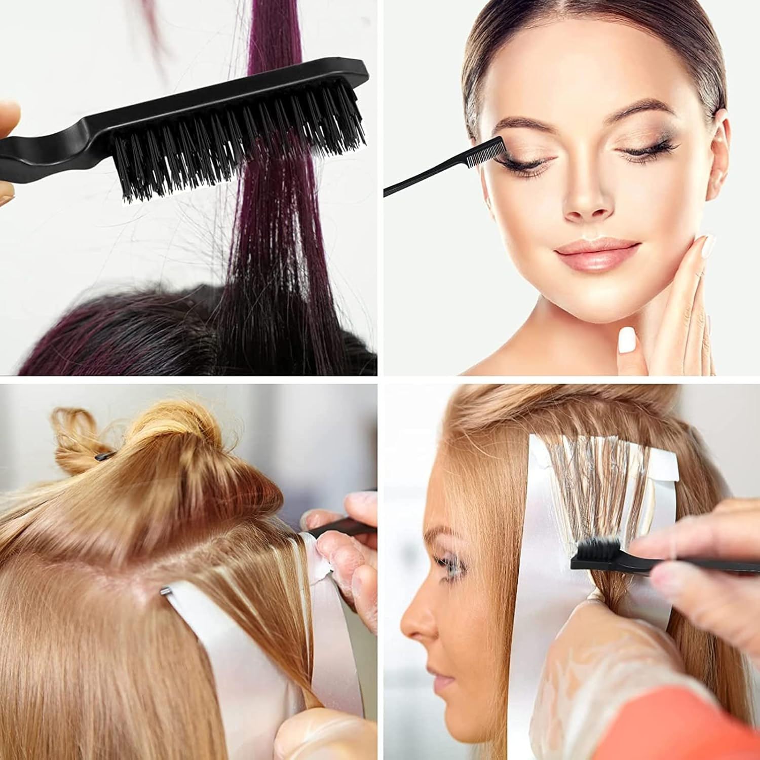 3-Piece Toupier Brush Set, Double Edges Brush and Comb, Bristles, Hair Brush, Comb Care Edges Brush, Combs, Robust Rat Tail Comb for Hairdresser, Women, Baby, Children image number 3