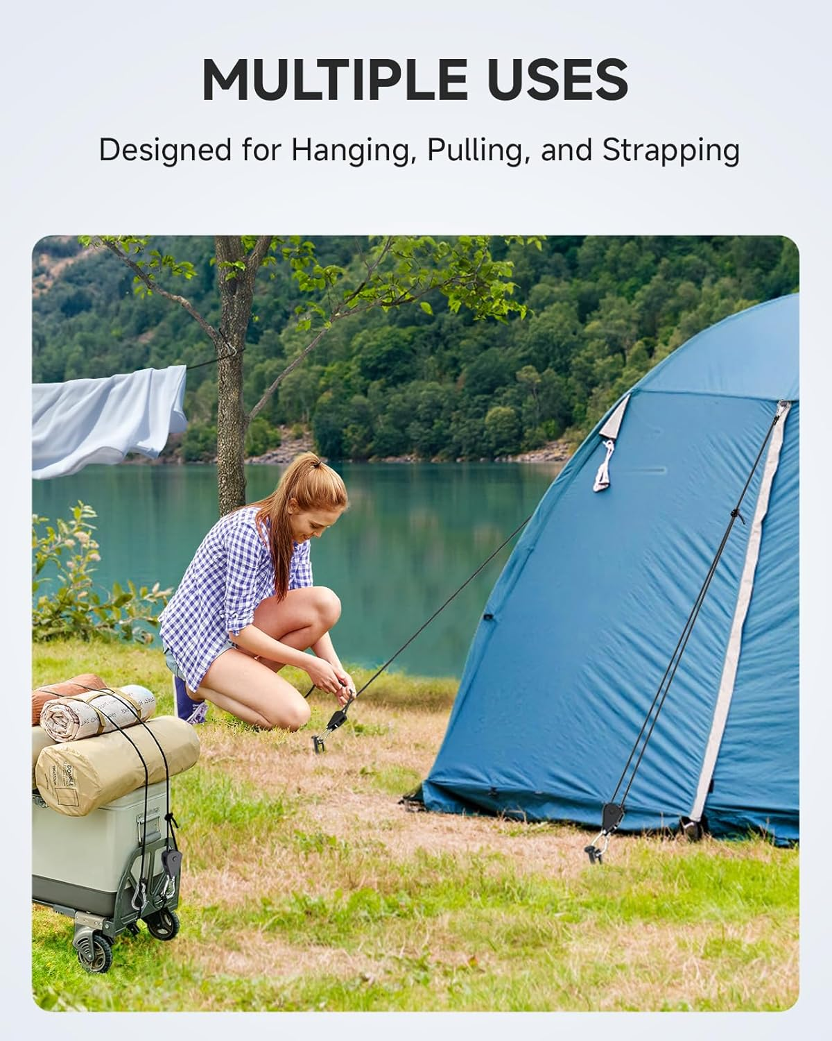 Fondwell 1/8" Rope Tie Downs Ratchet: Grow Light Hangers Adjustable - Mini Ratchet Straps for Various Hanging and Strapping image number 2