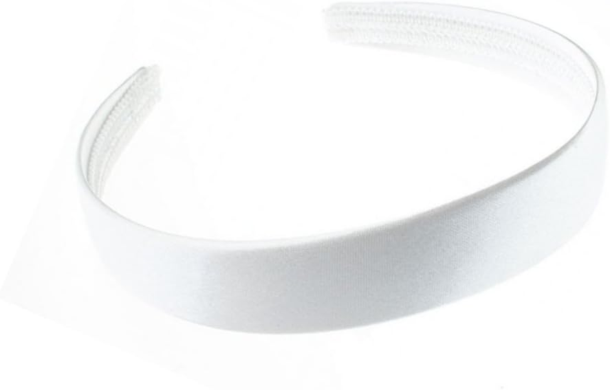 2Cm (0.8") Wide White Satin Covered Alice Hair Band Headband