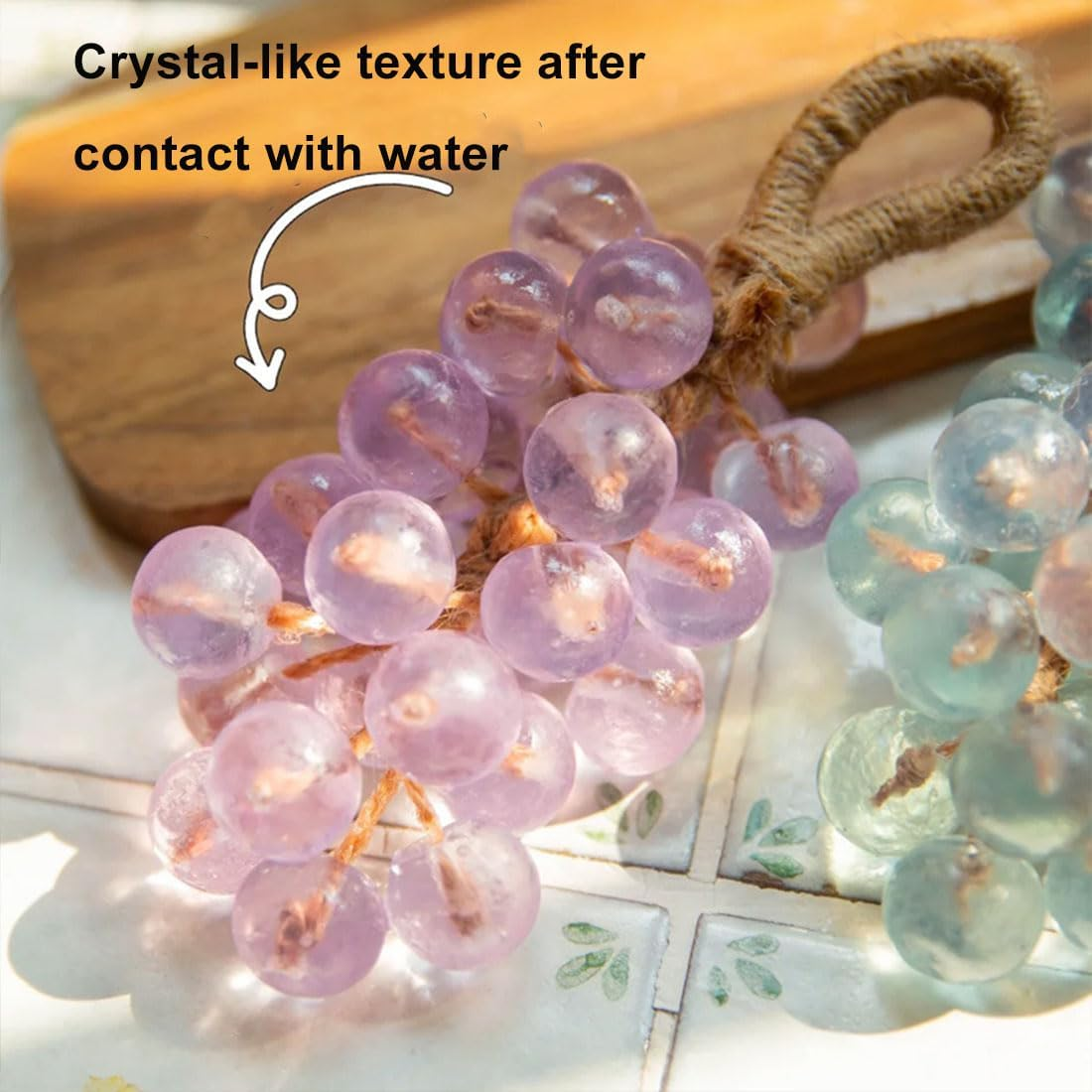 Grape Soap on a Rope, Handmade Crystal Grape Soap, Aromatic Bar Soaps Decorative for Washing Hand, Lasting Fragrance, for Men and Women (Green) image number 4