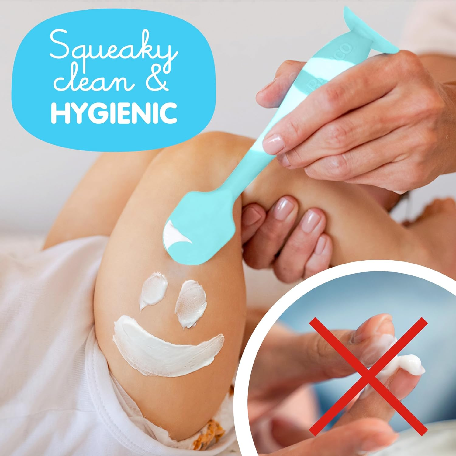 Baby Bum Brush Bumco Baby Diaper Rash Cream Applicator - Diaper Cream Spatula for Butt Paste Diaper Cream - Newborn Baby Essentials, Perfect for Baby Registry, Baby Shower Gifts - Aqua Swirl image number 6