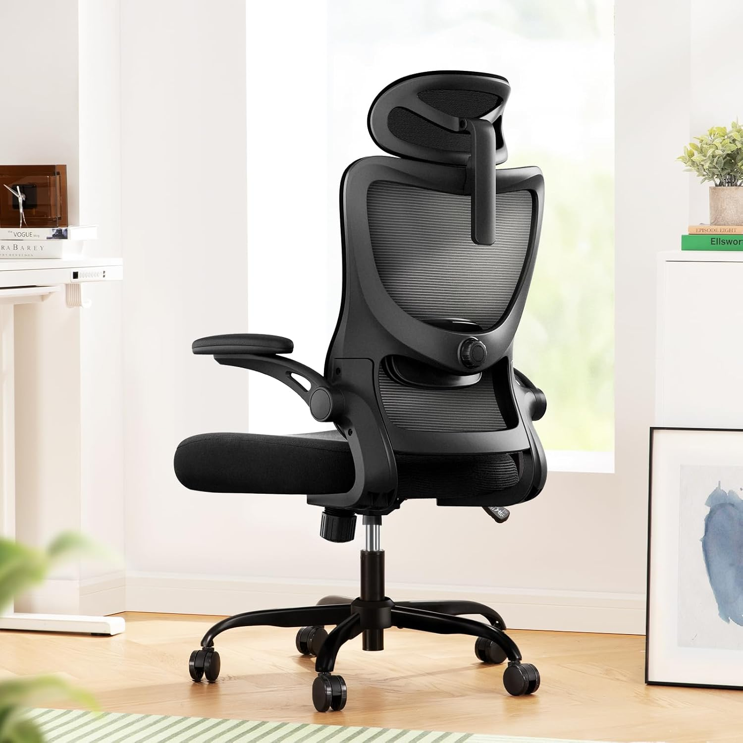 Marsail Office Chair Ergonomic Desk Chair with Adjustable Headrest Lumbar Support and Foldable 3D Armrests Computer Chair with Height Adjustment Swivel Chair up to 136 Kg / 300 Lb Load Capacity image number 5