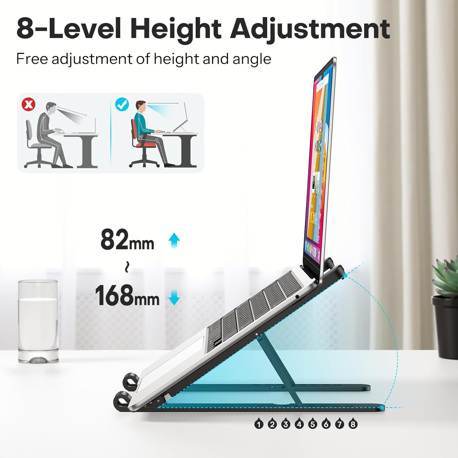 OMOTON Laptop Stand for Desk, Portable Computer Stand for Laptop Adjustable Laptop Riser Folable PC Holder Compatible with All Laptop and Tablet up to 15.6&rdquo; image number 1