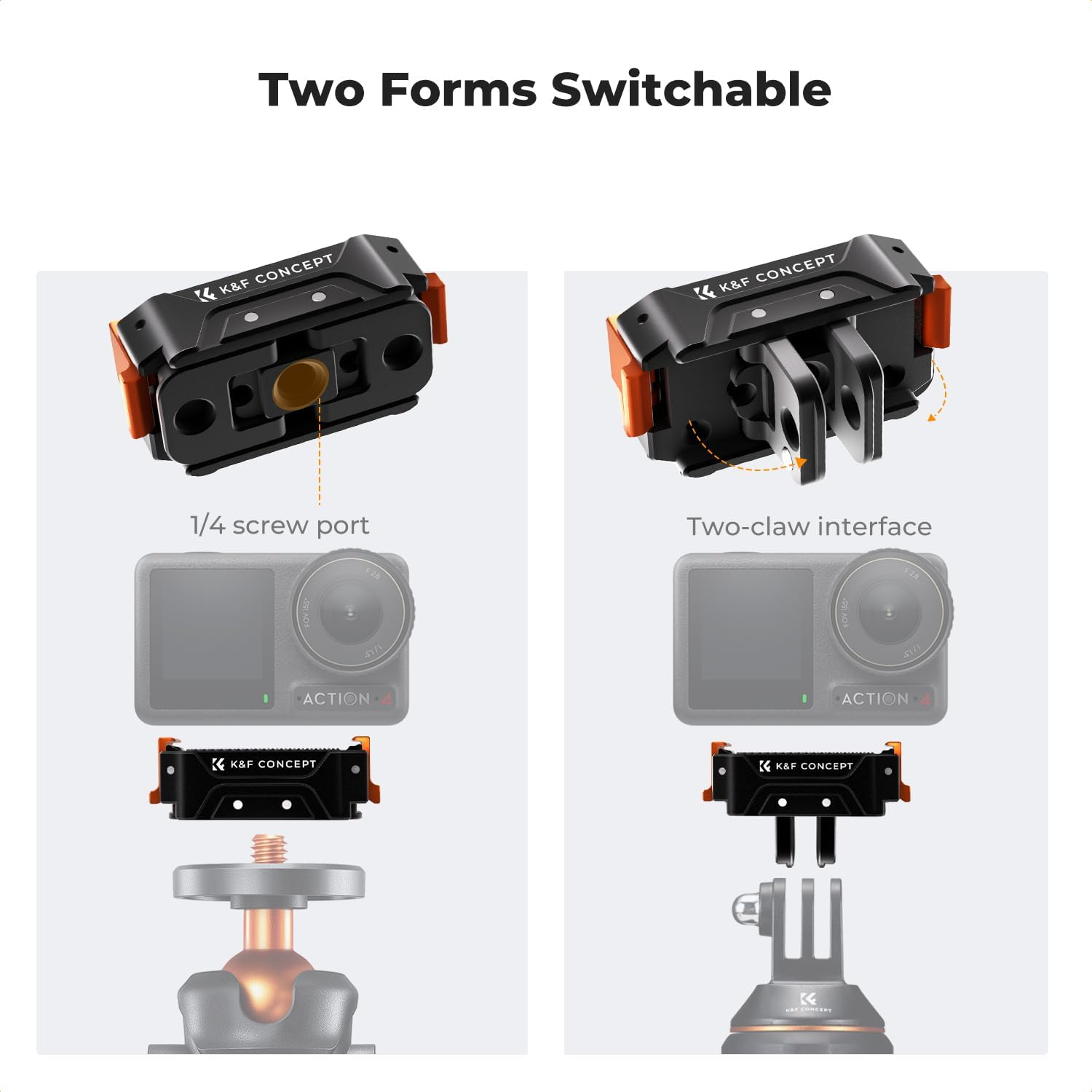 K&F Concept Magnetic Quick Release Adapter Mount for DJI Osmo Action 5 Pro, with 1/4 Screw Hole/Adapter Connection, Aluminum Alloy Bracket Expansion for Osmo Action 4/Action 3 Accessories image number 5