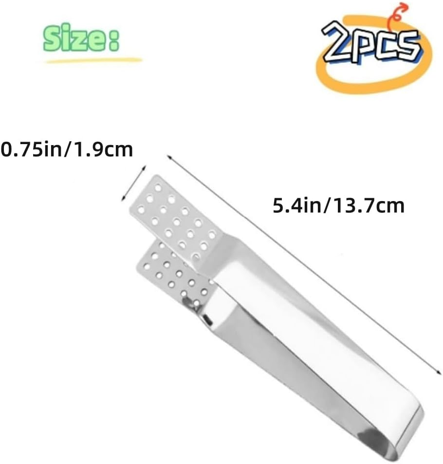 Fabselection Tea Bag Squeezer Tongs, 2Pack Stainless Steel Tong Tea Strainer Loose Leaves with Hole Kitchen Tea Sugar Ice Tong, Teabag Squeezer Strainer Holder image number 2