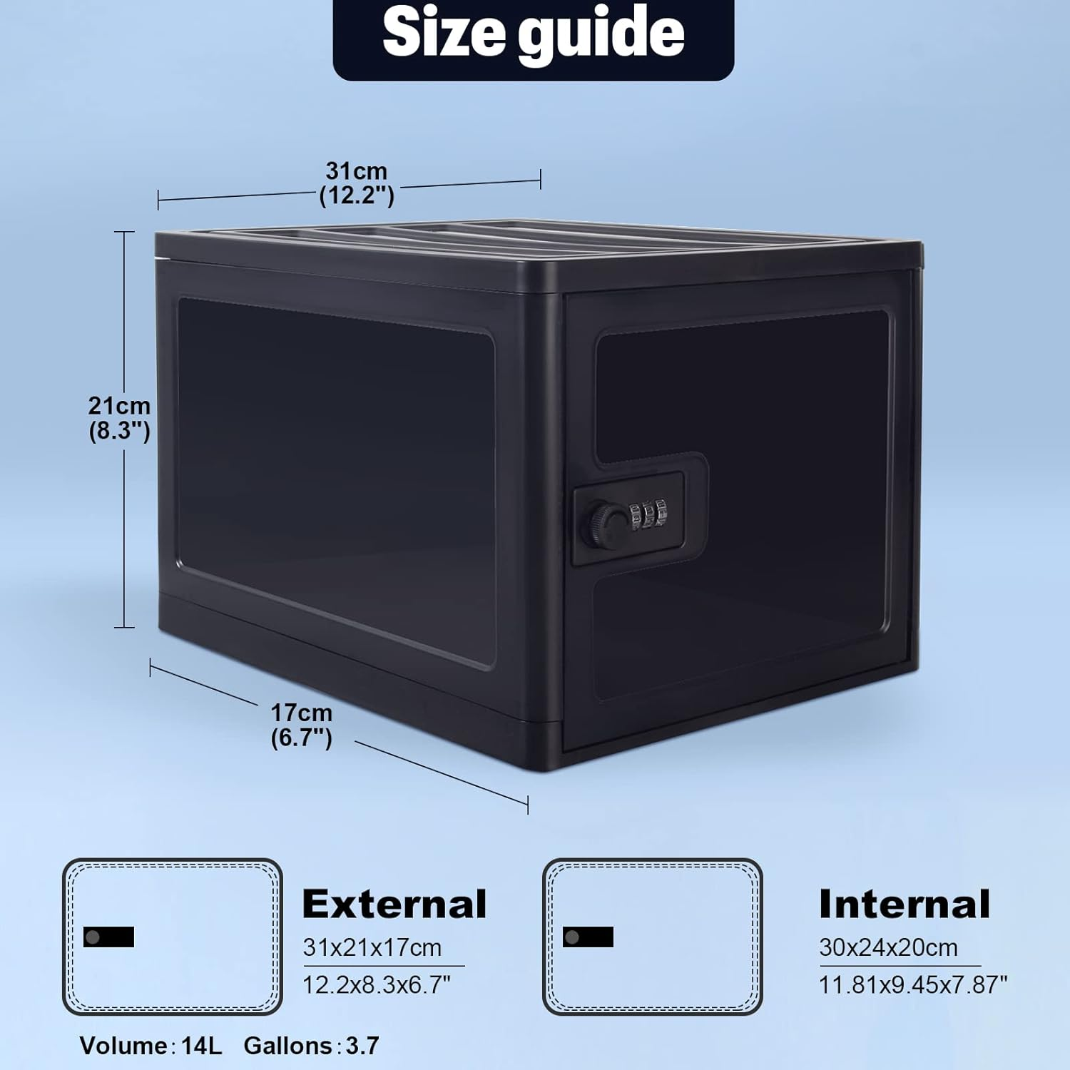 GIIYAA Lockable Box, Clear Lockable Storage Box for Food，Tech and Home Safety, Medicine Lock Box for Safe Medication,Lockable Storage Bin, Tablet Phone Jail Lock Box，Refrigerator Storage Bins (Black) image number 4