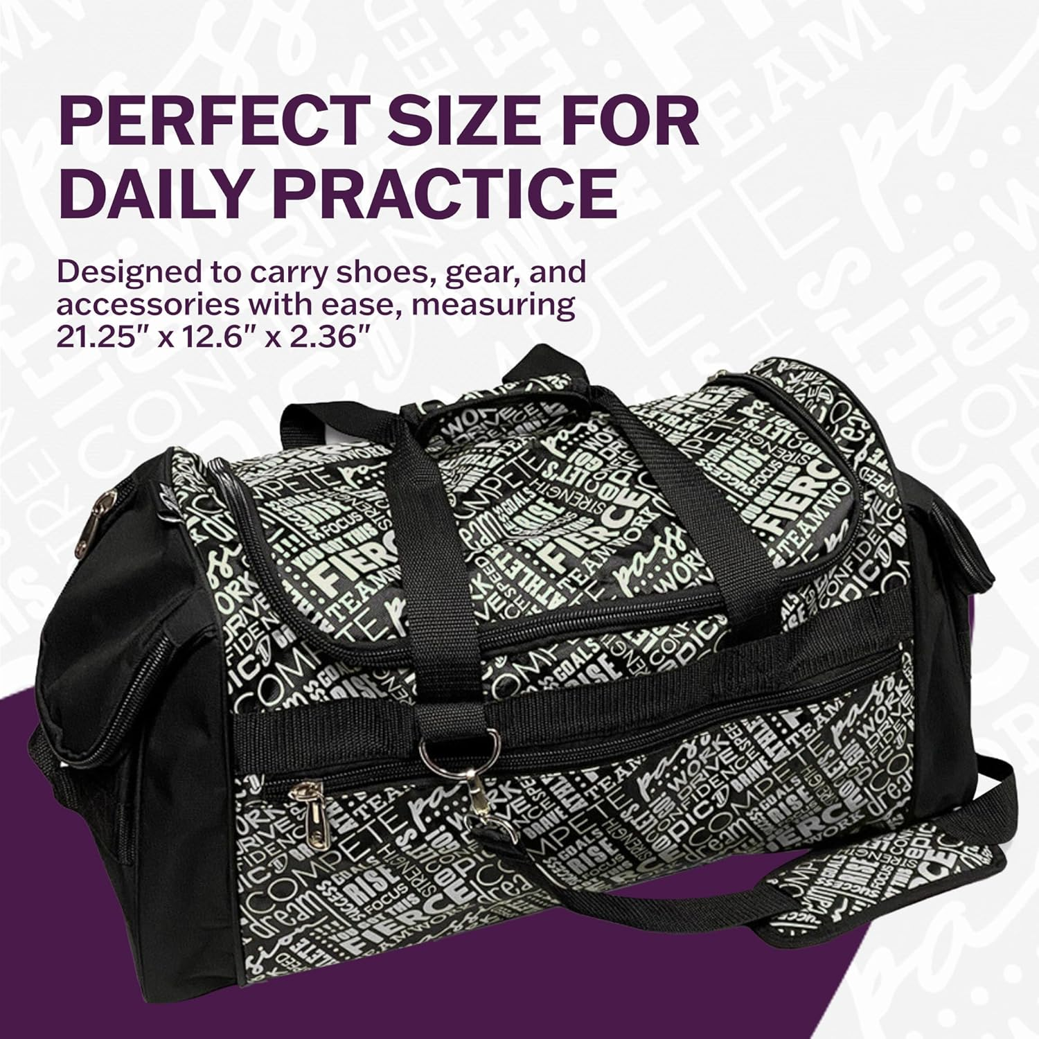 Dream Duffel Inspiration Practice Bag, Stylish Gym Tote with 2 Large Side Pockets, Perfect for Shoes & Accessories, 21.25" X 12.6" X 2.36", White, 21.25" X 12.6" X 2.36" - Blue image number 2