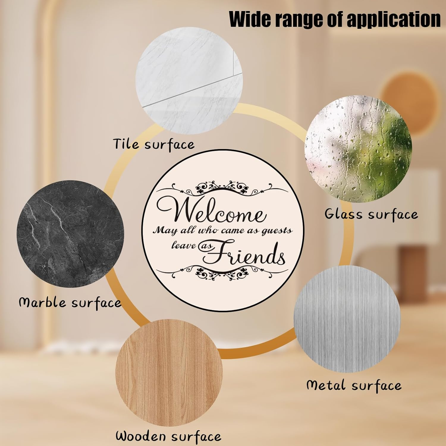 Sgphrzlt Welcome May All Who Came as Guests Leave as Friends Wall Decals, Large Vinyl Peel and Stick Quote Sayings Home Decor, Removable Art Lettering Stickers for Bedroom Living Room Office image number 5