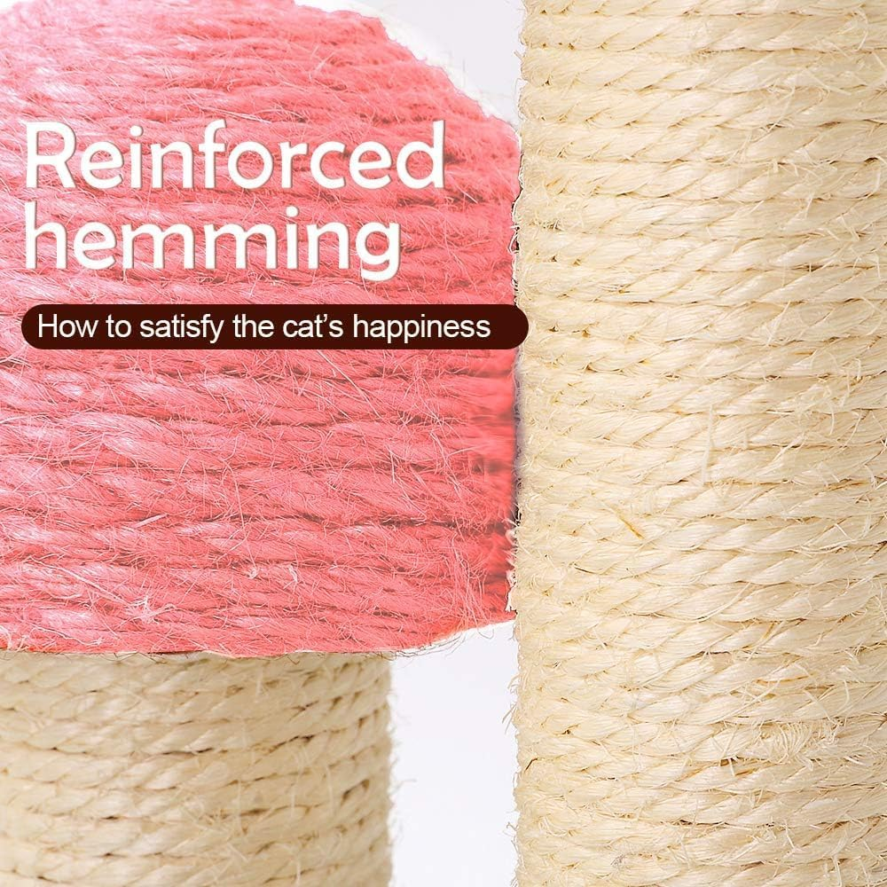 Cat Scratching Post, Mushroom Claw Scratching Post for Kitty, Natural Sisal Cat Scratchers Pole, 15X12 Inch Cat Interactive Toys (Pink) - Beige image number 5