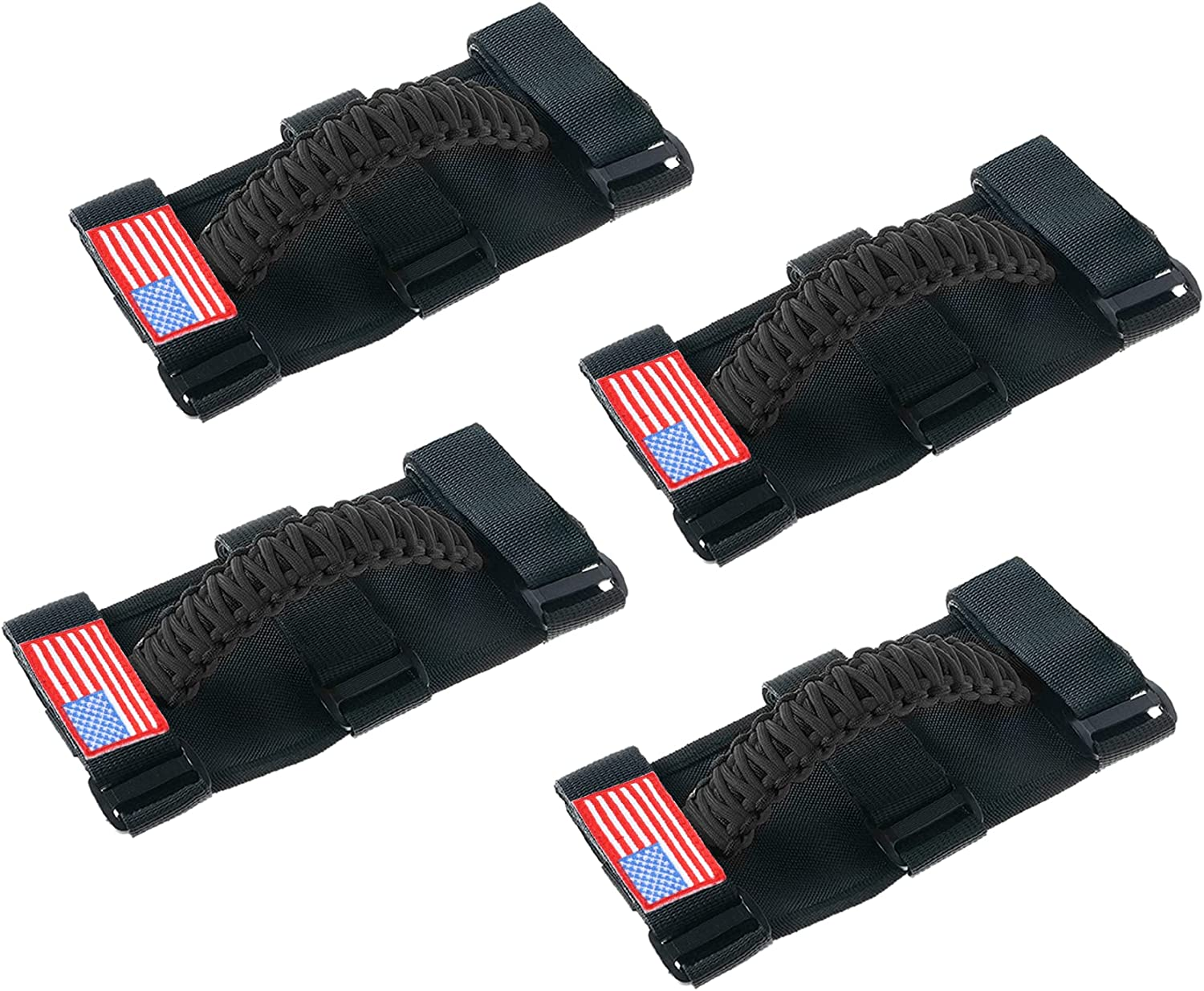 Savadicar 4 X Roll Bar Grab Handles Grip Handle for Jeep Wrangler YJ TJ JK JL & Gladiator JT 1955-2022, Interior Accessories, Black