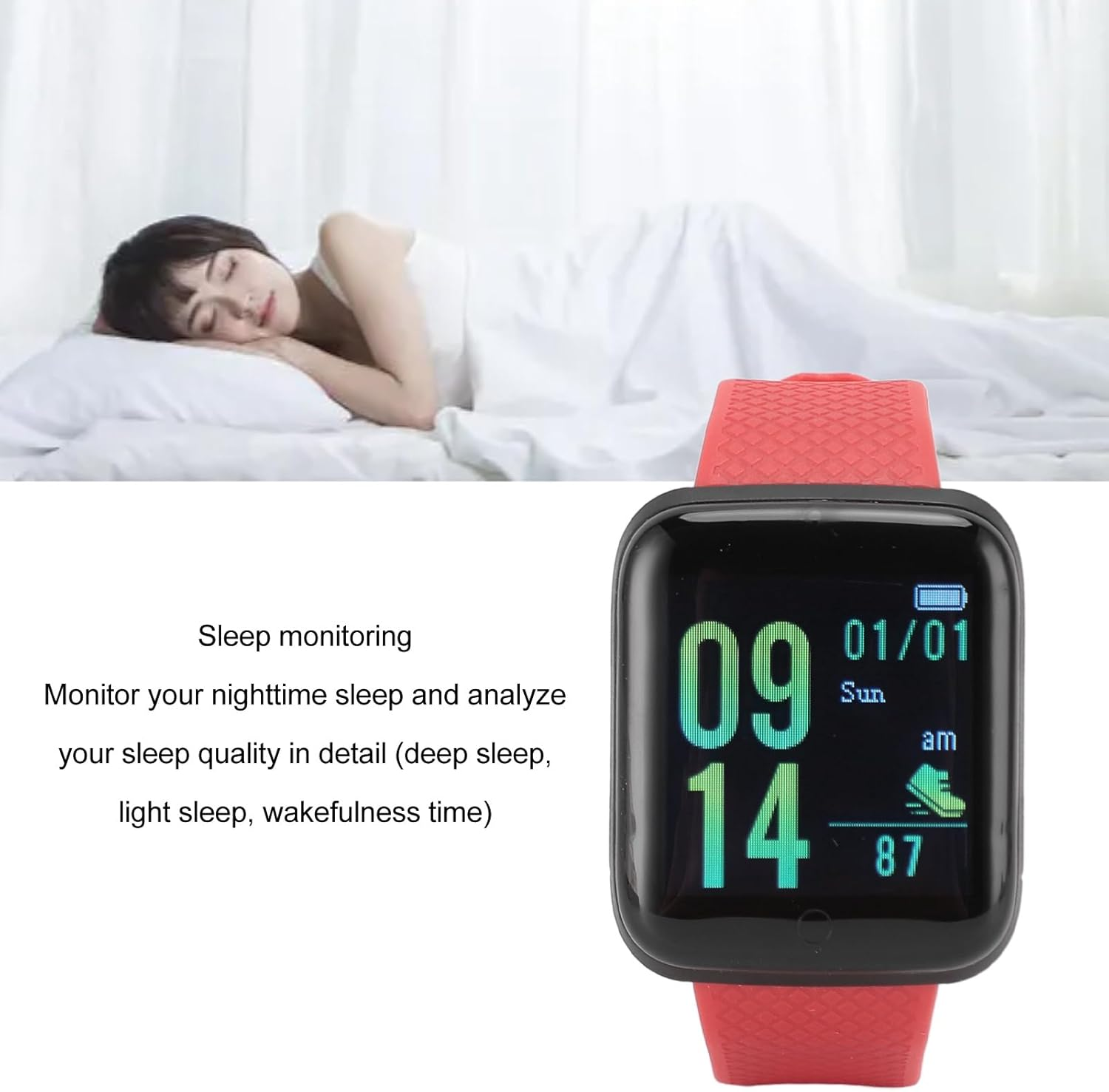 Smart Watches for Women, Fitness Tracker Smart Watch with Sleep Monitoring, Step Tracker, Calories Burning, Message Reminder, Activity Tracker for Men Women (Red) image number 6