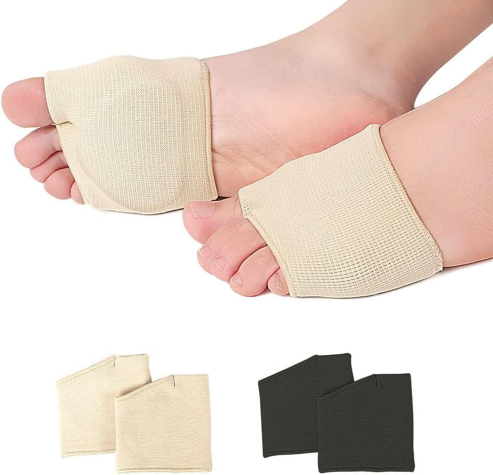 Metatarsal Gel Sleeve Pads Half Toe Bunion Sole Forefoot Cushion Half Socks Prevent Calluses Blisters Feet Care Tool (One Size Fit Most Women&Men, Beige)